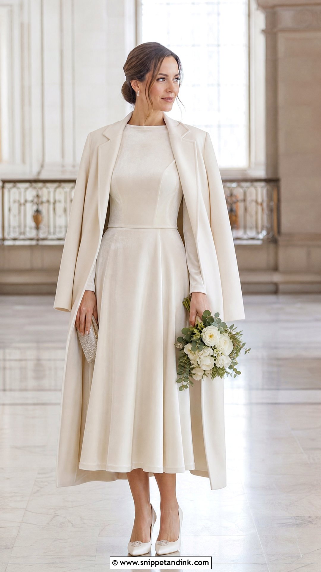 Velvet Midi Civil Wedding Dress - Snippet and Ink - 20 Winter Civil Wedding Dress Ideas