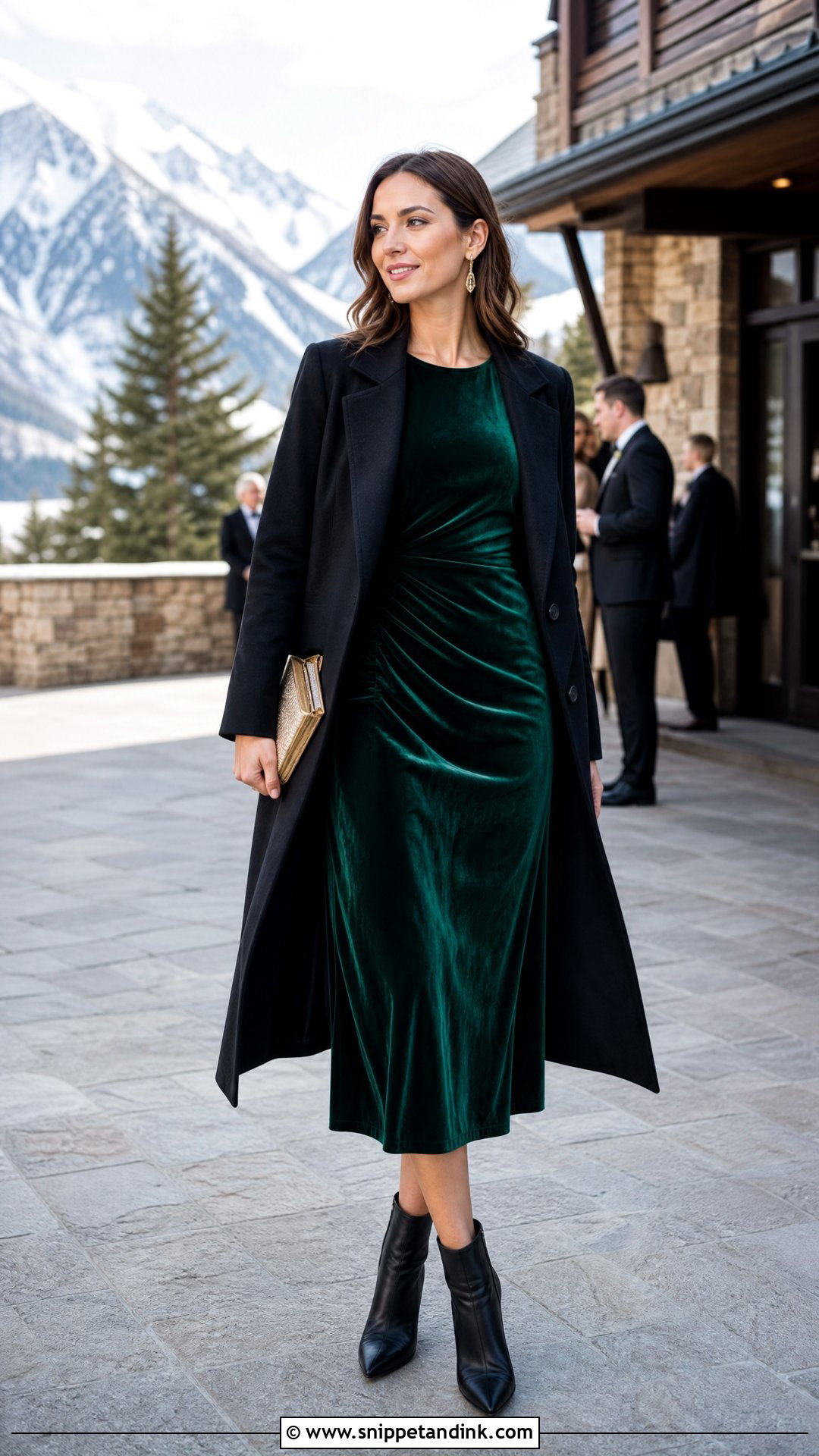 Velvet Midi Dress Outdoor Wedding Outfit - Snippet and Ink - 20 Outdoor Wedding Outfit Ideas