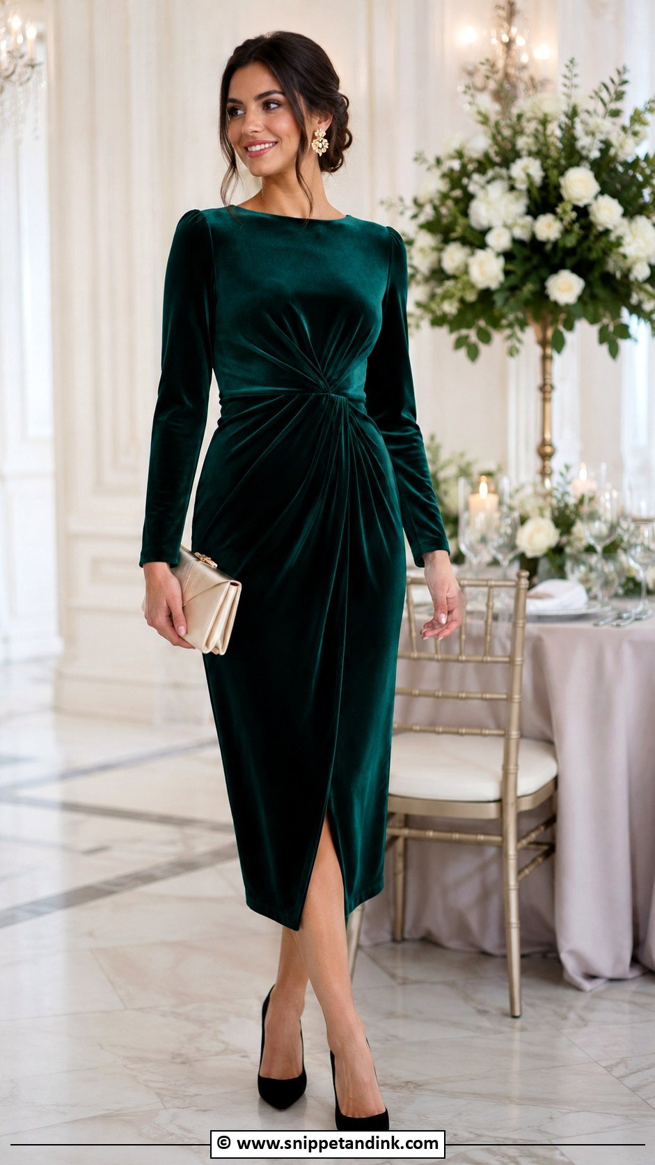 Velvet Midi Dress Wedding Attire - Snippet and Ink - 30 Wedding Attire Ideas