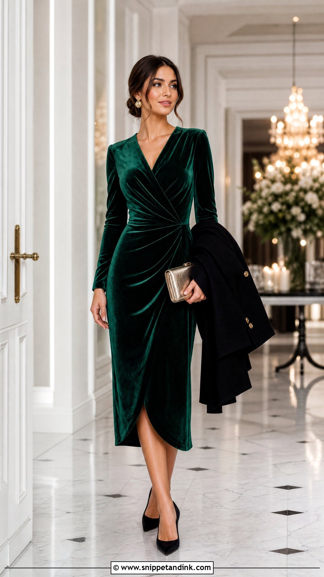 Velvet Midi Dress Wedding Guest Outfit - Snippet and Ink - 20 Outfits for a Wedding