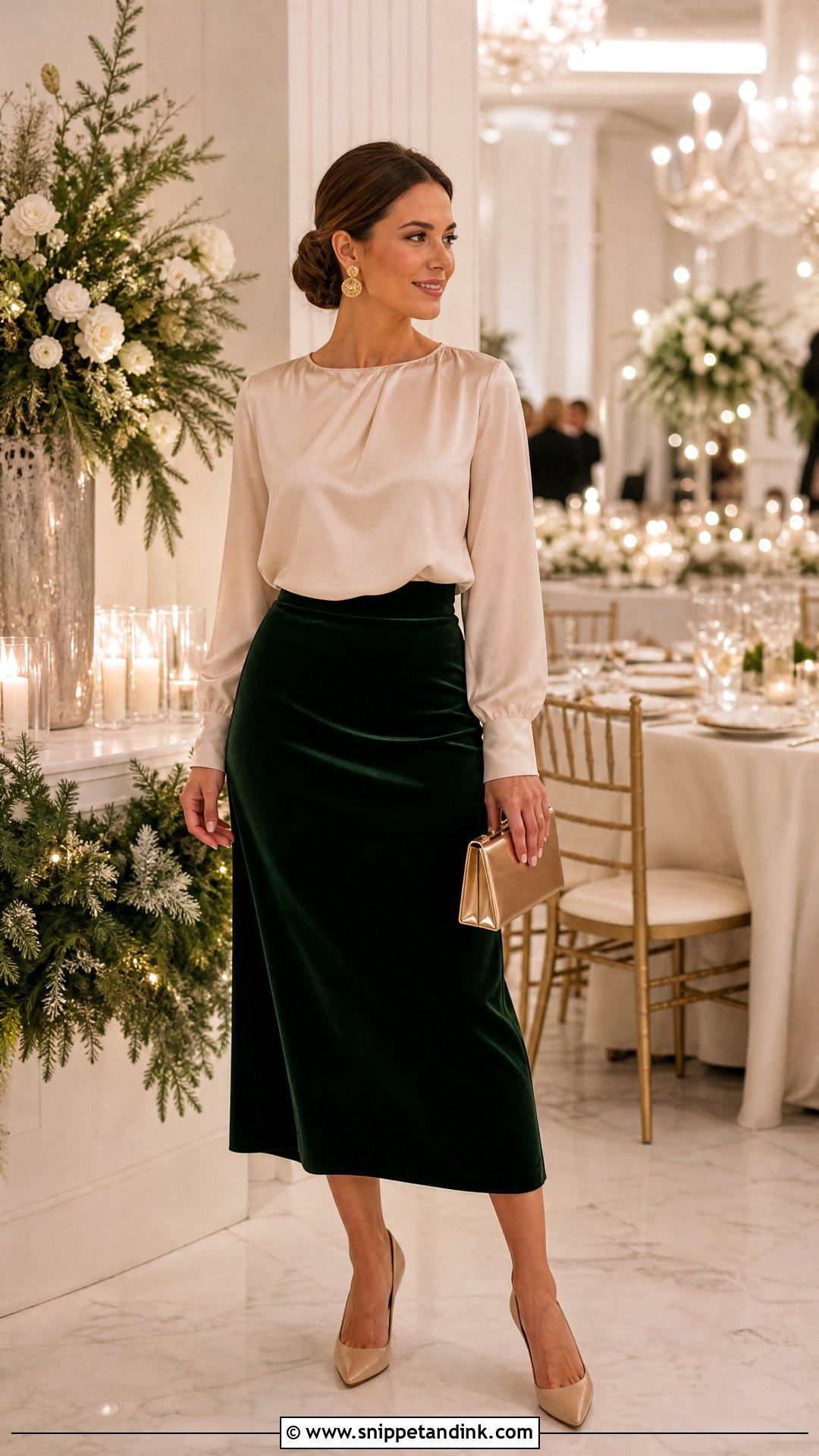 Velvet Midi Skirt Wedding Outfit - Snippet and Ink - 20 Skirt Wedding Outfit Ideas