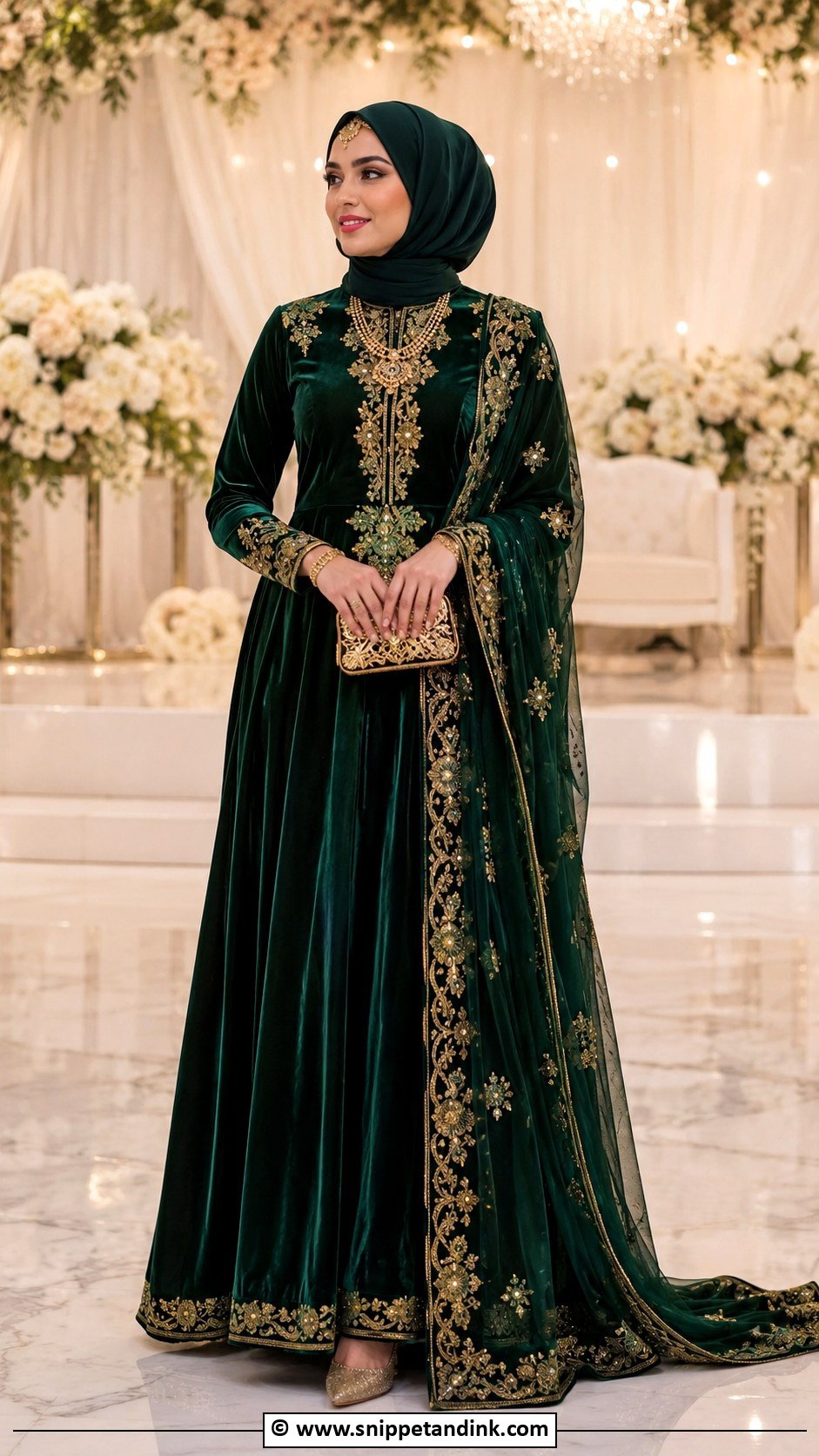 Velvet Muslim Wedding Dress - Snippet and Ink - 30 Muslim Wedding Dresses