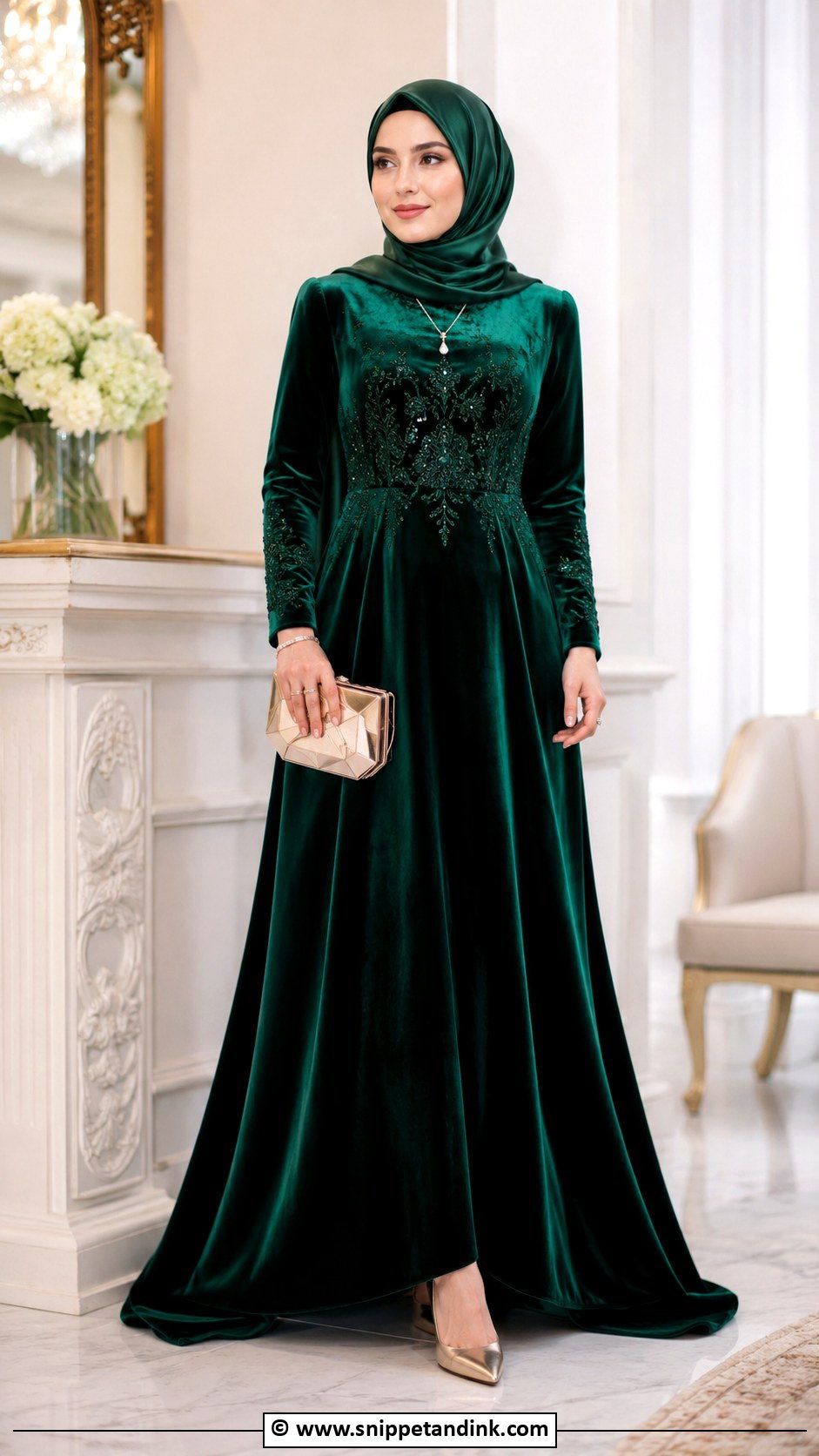 Velvet Muslim Wedding Gown - Snippet and Ink - 30 Muslim Wedding Gown Ideas