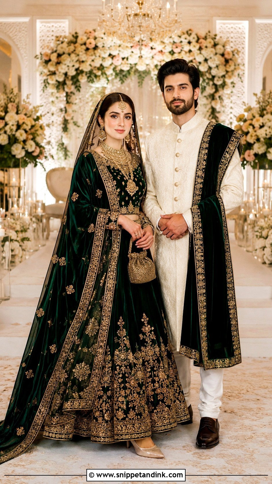 Velvet Nikkah Couple Outfit - Snippet and Ink - 25 Nikkah Couple Outfit Ideas