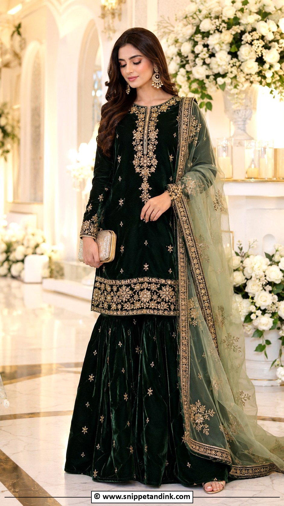 Velvet Nikkah Gharara Outfit - Snippet and Ink - 35 Nikkah Outfit Ideas