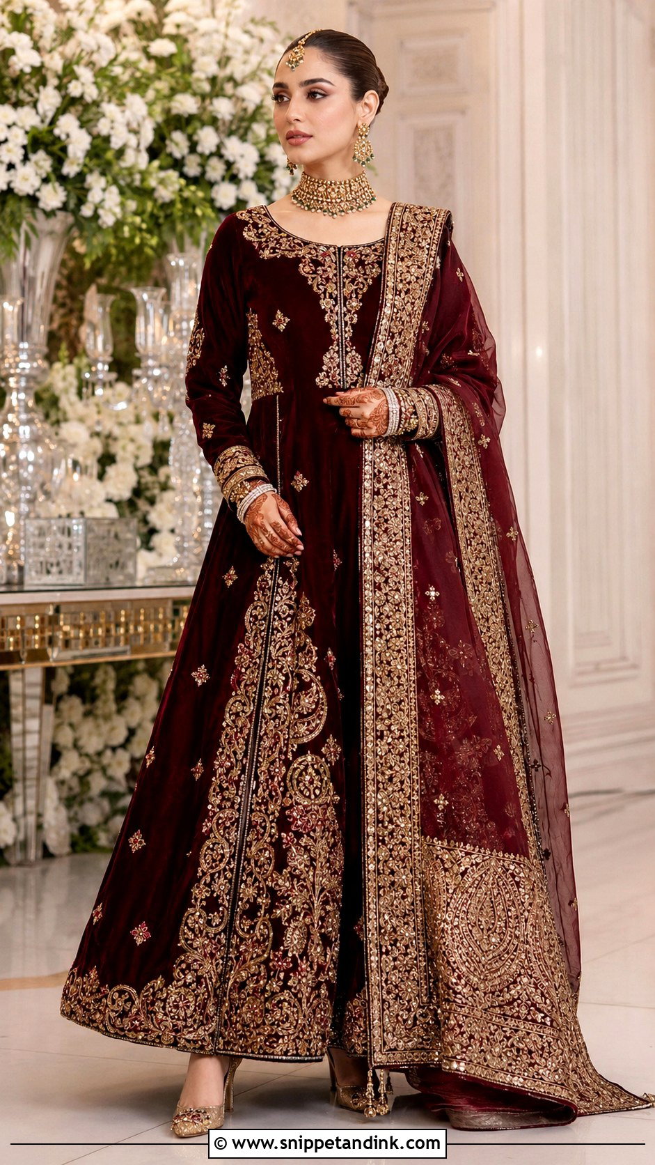 Velvet Pakistani Barat Bridal Maxi - Snippet and Ink - 25 Pakistani Barat Brides Ideas
