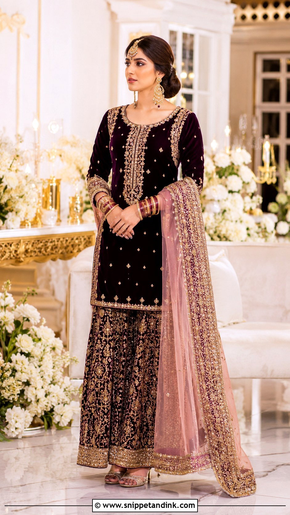 Velvet Pakistani Bridal Garara Dress - Snippet and Ink - 25 Garara Dress Pakistani Bridal Ideas