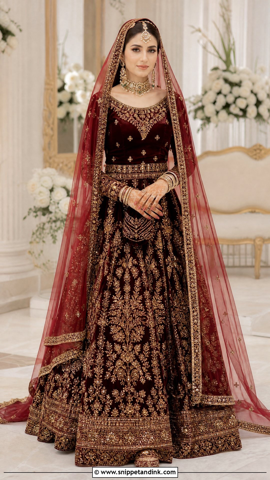 Velvet Pakistani Bridal Lehenga - Snippet and Ink - 20 Pakistani Wedding Bridal Outfits