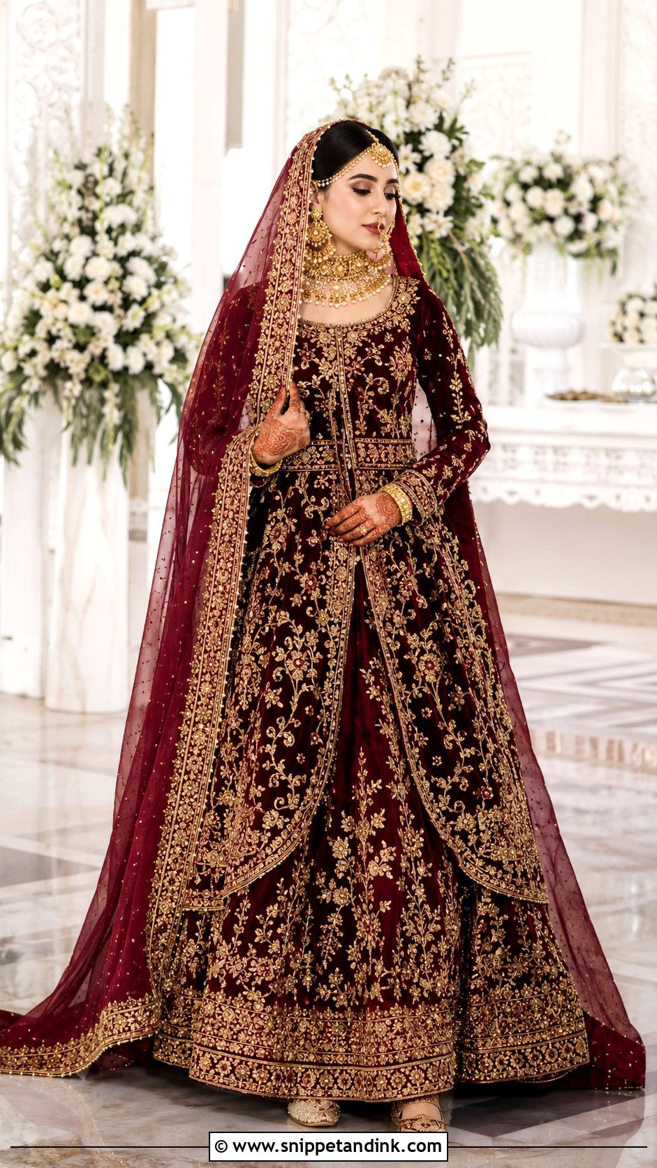 Velvet Pakistani Bridal Lehenga - Snippet and Ink - 25 Pakistani Bride Dress Ideas
