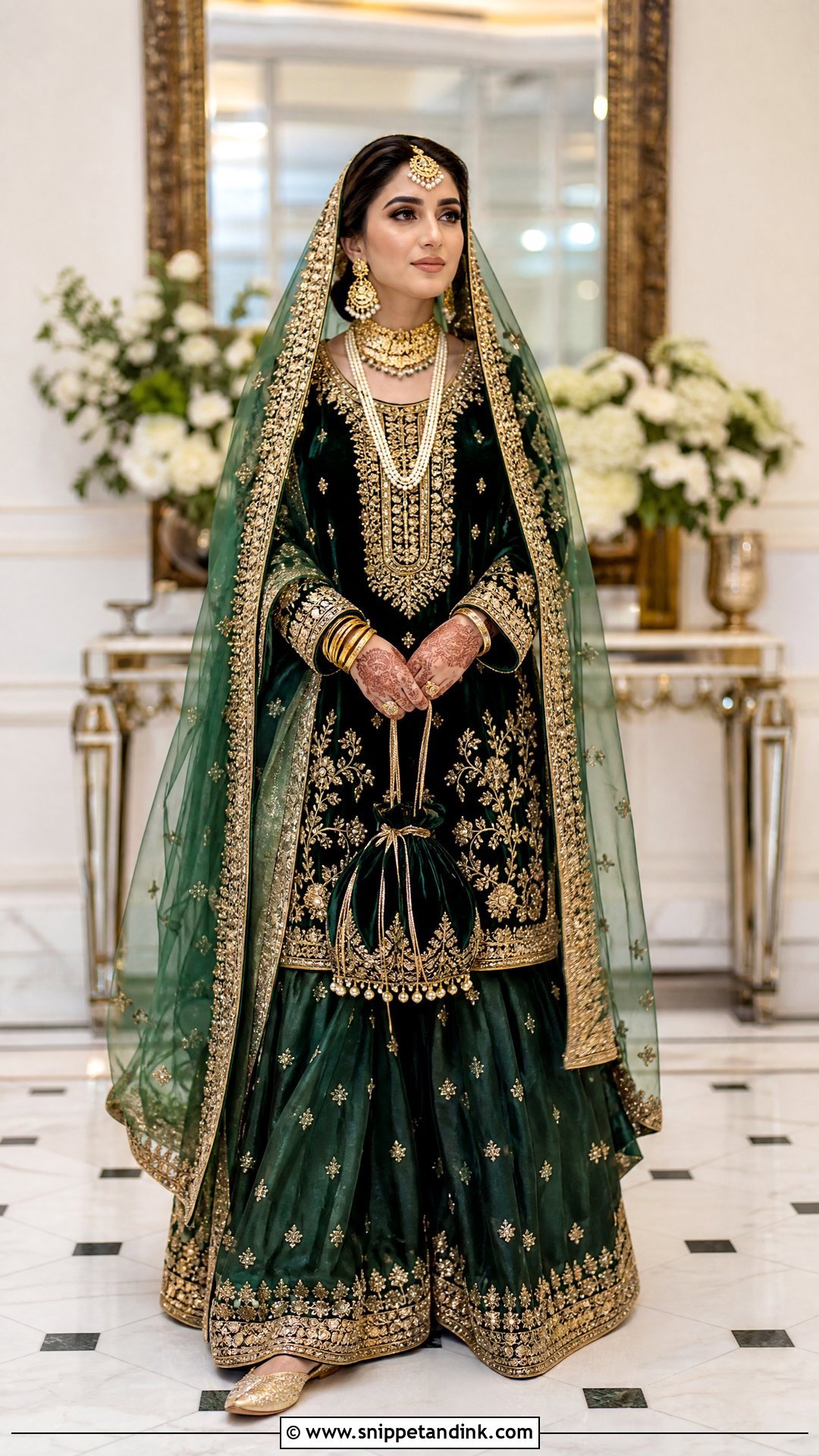 Velvet Pakistani Bridal Sharara - Snippet and Ink - 20 Pakistani Dulhan Wedding Bride Dress Ideas
