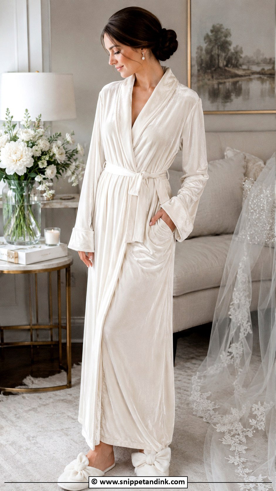 Velvet Robe For Winter Wedding - Snippet and Ink - 30 Getting Ready Wedding Outfit Ideas