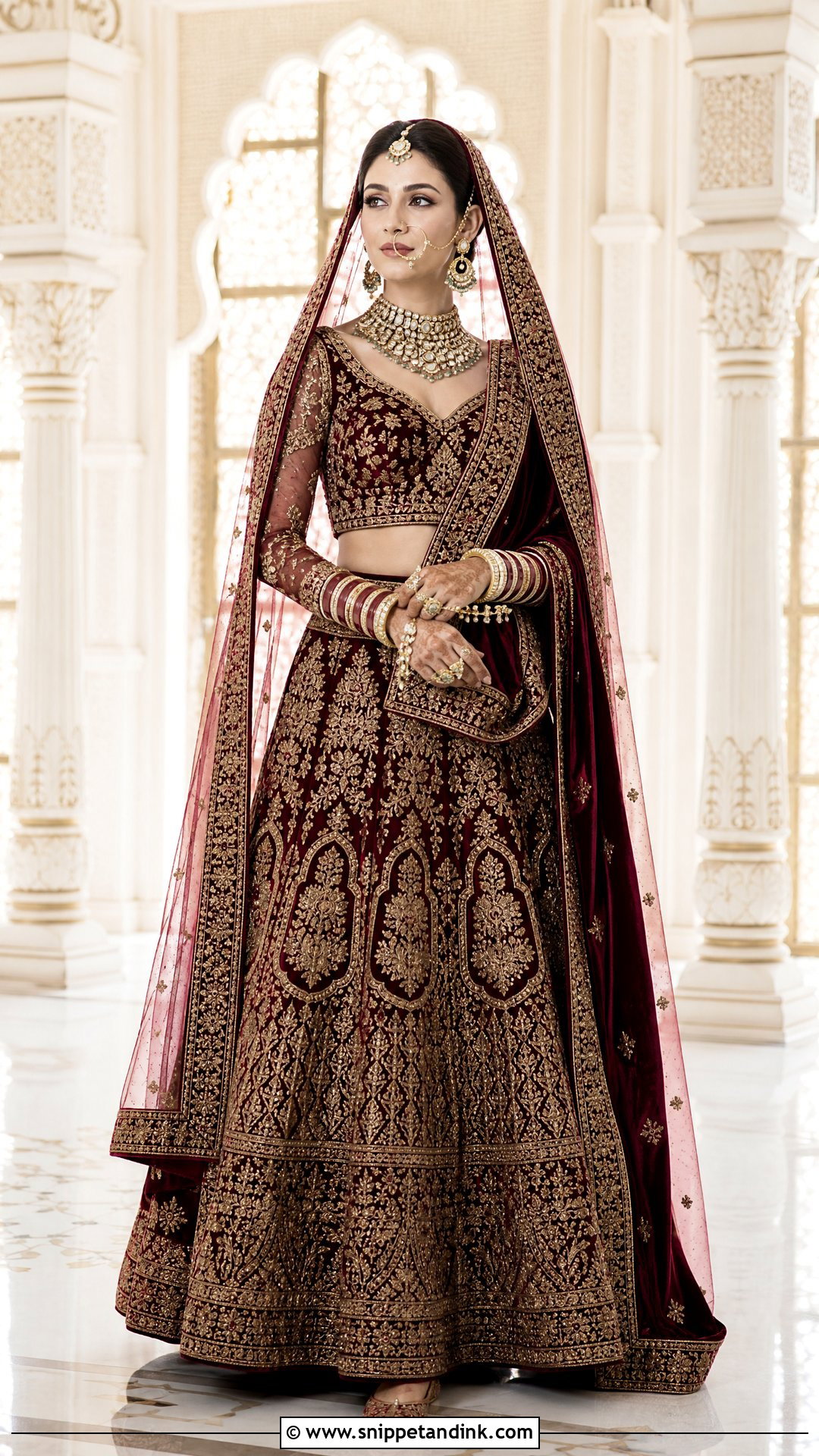 Velvet Sabyasachi Bridal Lehenga - Snippet and Ink - 20 Indian Bridal Wear Sabyasachi Brides Ideas