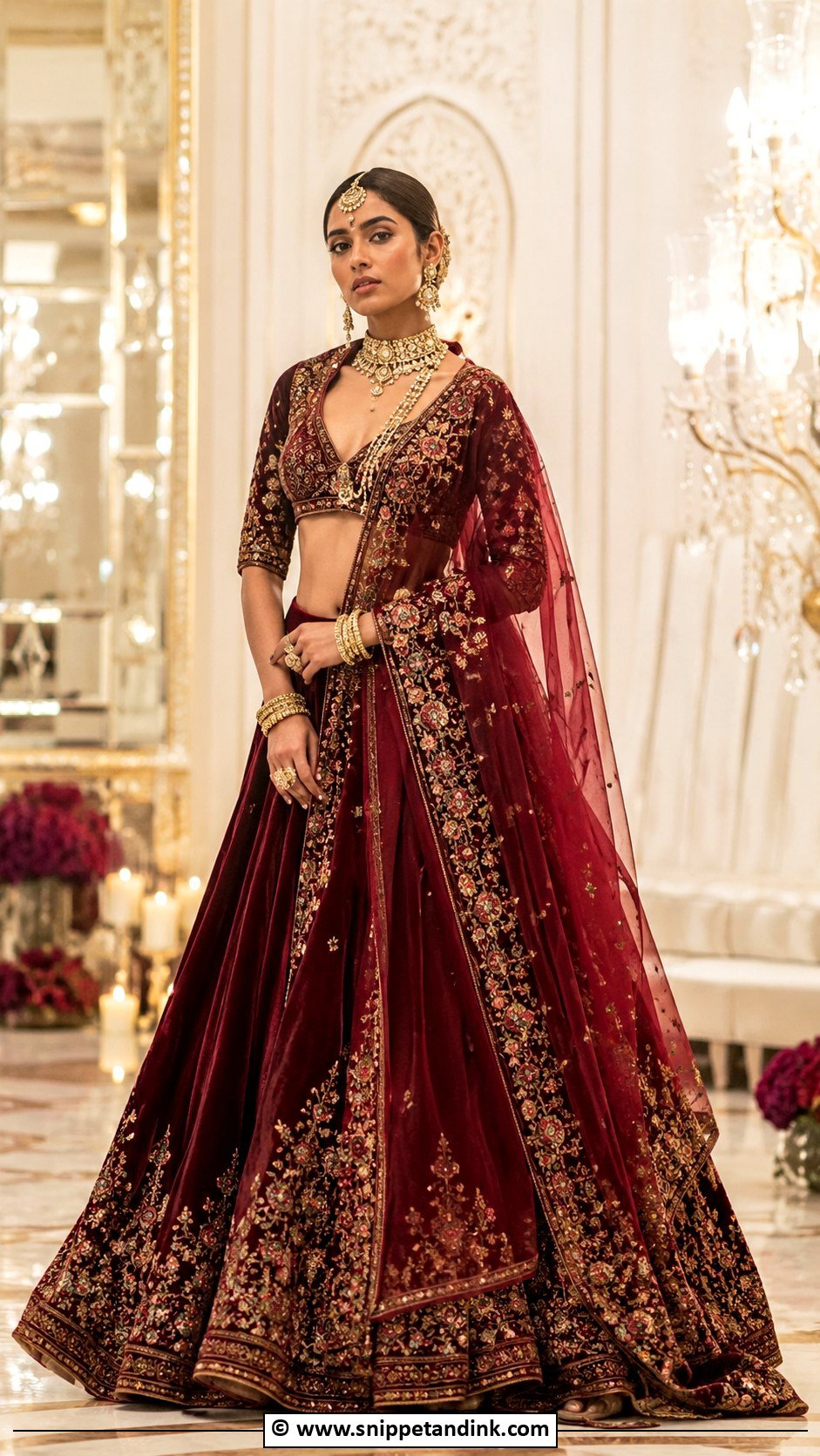 Velvet Sabyasachi Bridal Lehenga - Snippet and Ink - 30 Sabyasachi Bride Ideas