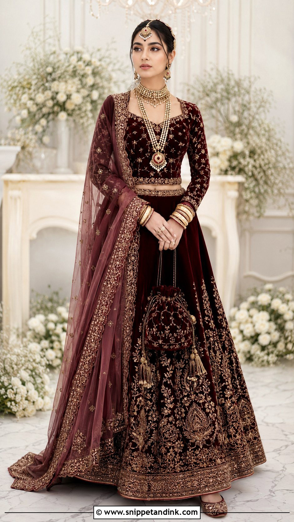 Velvet Sajna Bridal Lehenga - Snippet and Ink - 20 Sajna Bridal Wear Designer Ideas