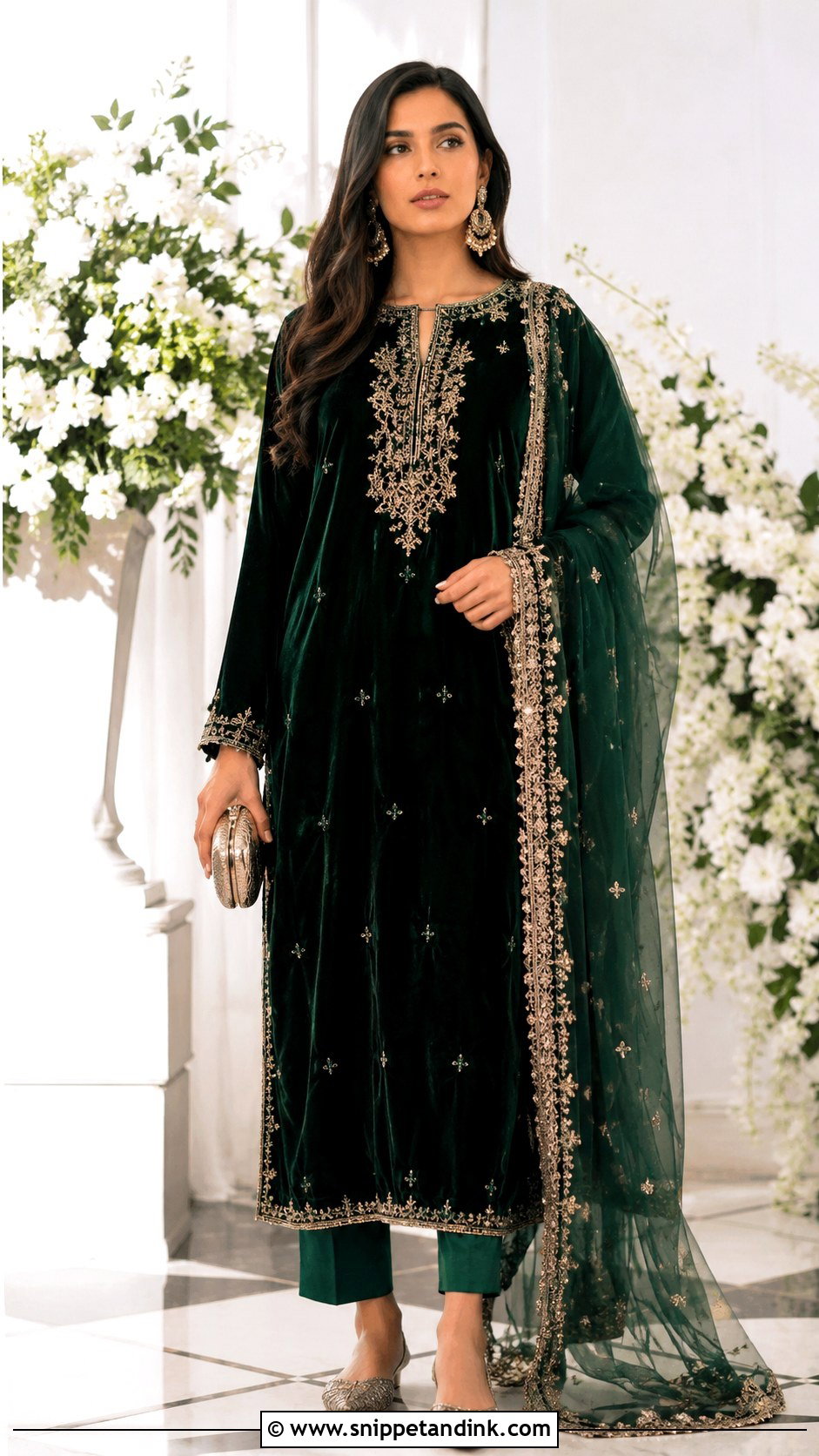 Velvet Salwar Suit With Net Dupatta - Snippet and Ink - 20 Dupatta Dress Ideas