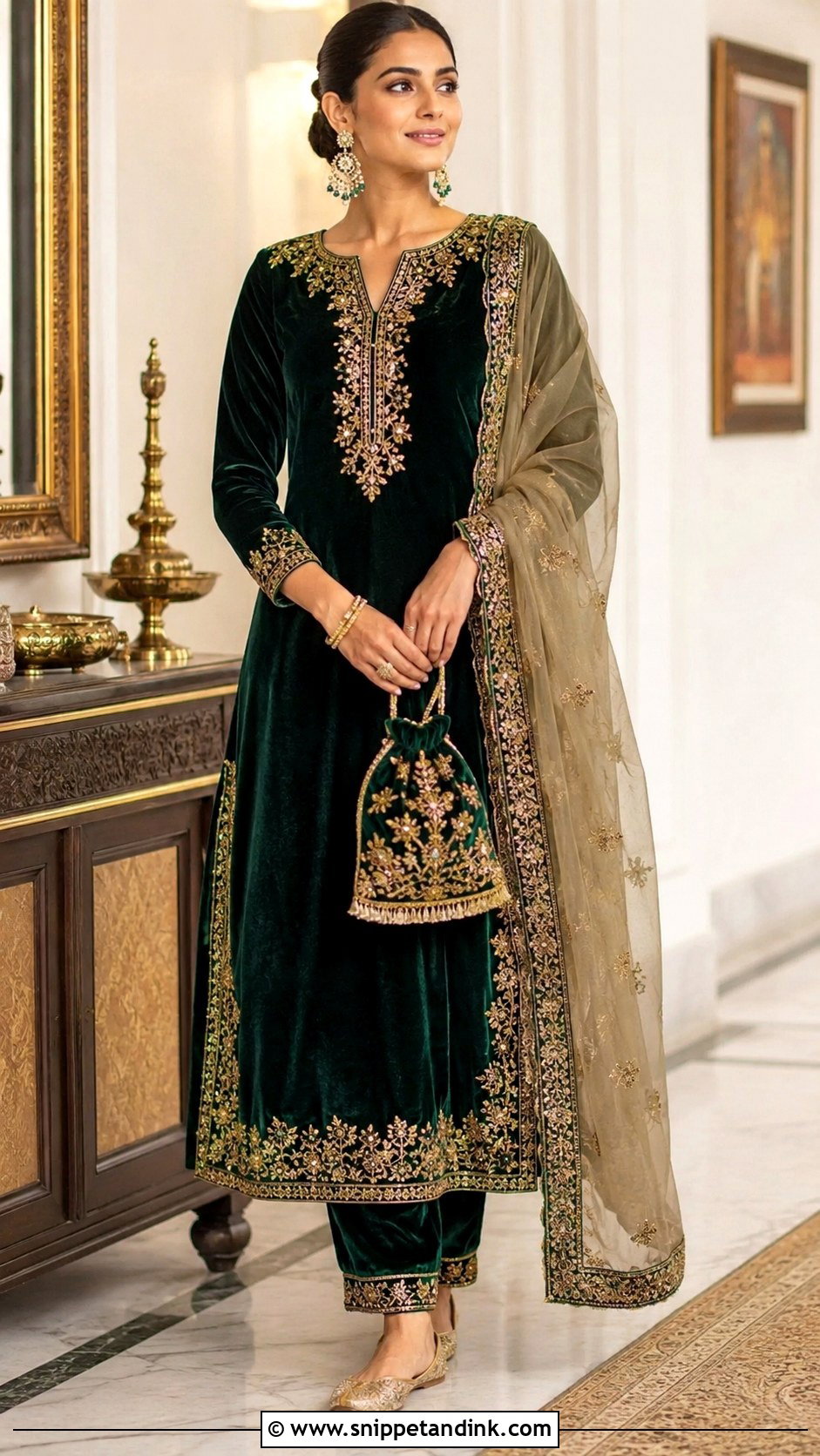Velvet Salwar Suit for Winter Wedding - Snippet and Ink - 20 Indian Outfit for Wedding Ideas