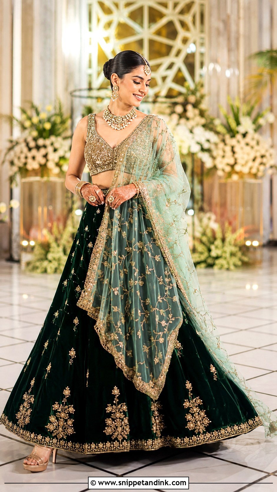 Velvet Sangeet Lehenga - Snippet and Ink - 25 Sangeet Outfits for Bride