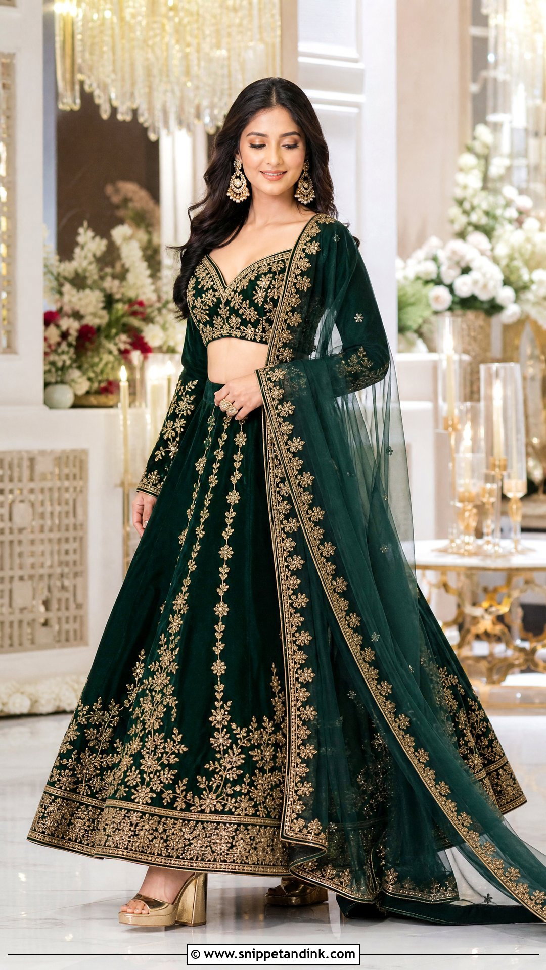 Velvet Sangeet Lehenga - Snippet and Ink - 20 Sangeet Outfit Ideas for Bride