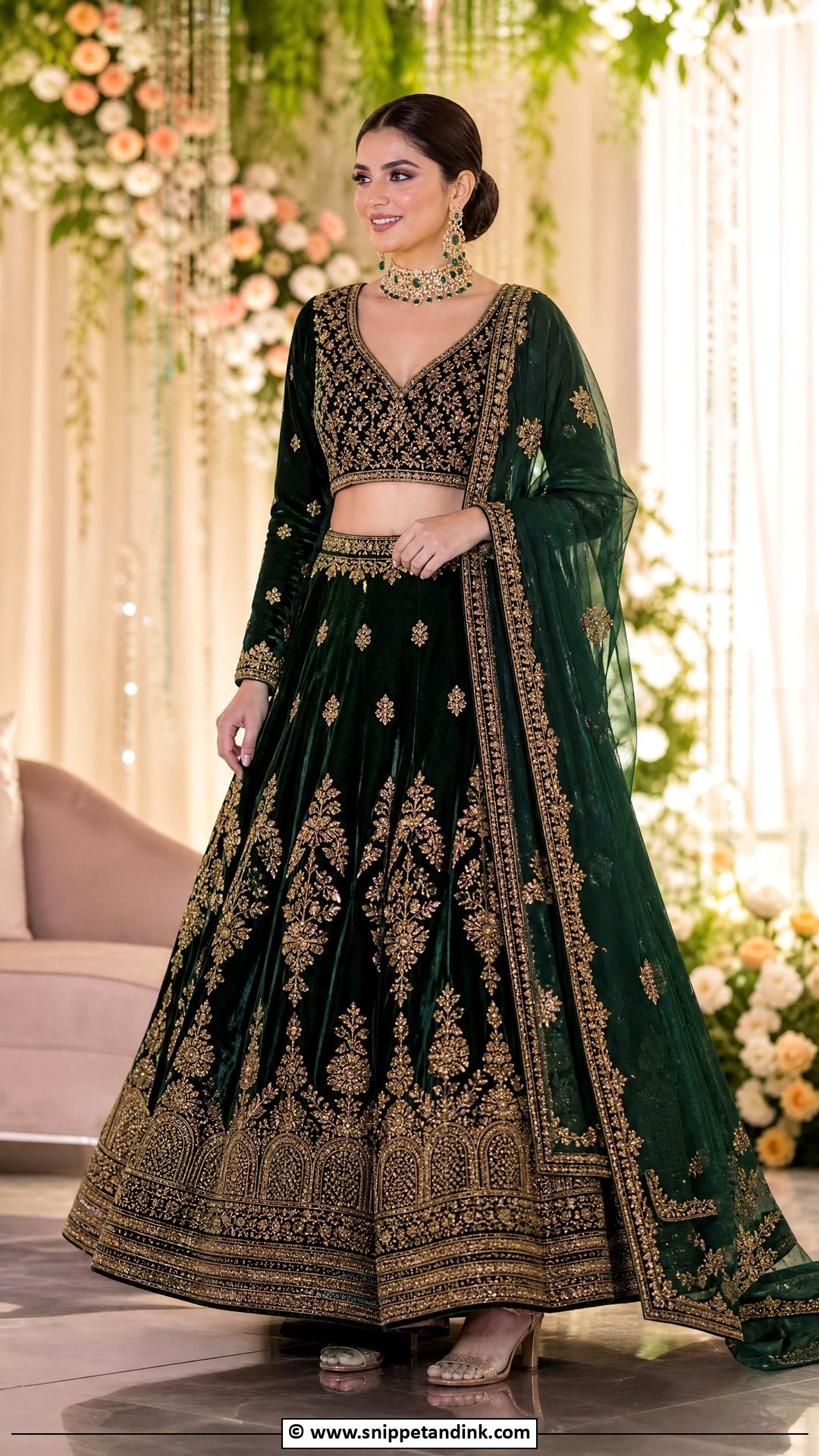 Velvet Sangeet Lehenga - Snippet and Ink - 35 Bridal Sangeet Outfit Ideas