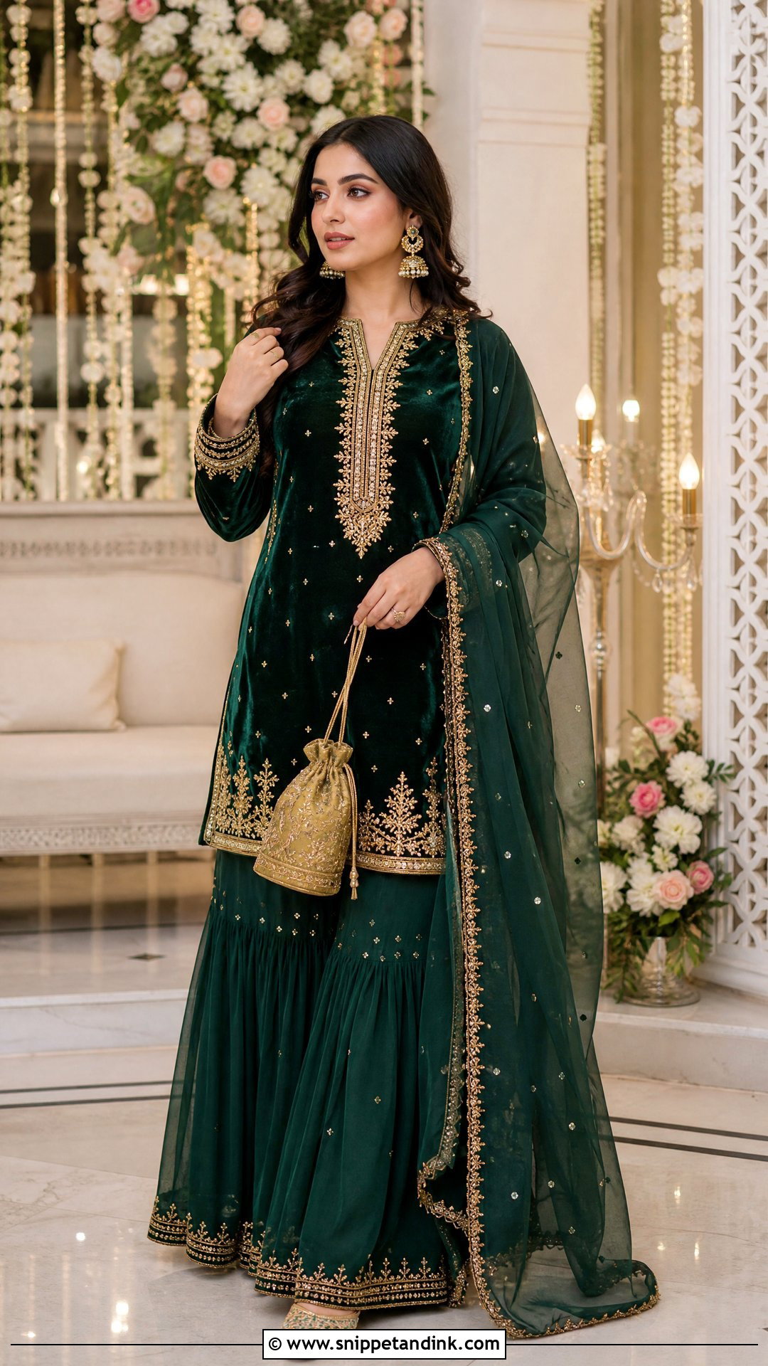 Velvet Sharara Mehendi Outfit - Snippet and Ink - 25 Mehendi Night Outfit Ideas