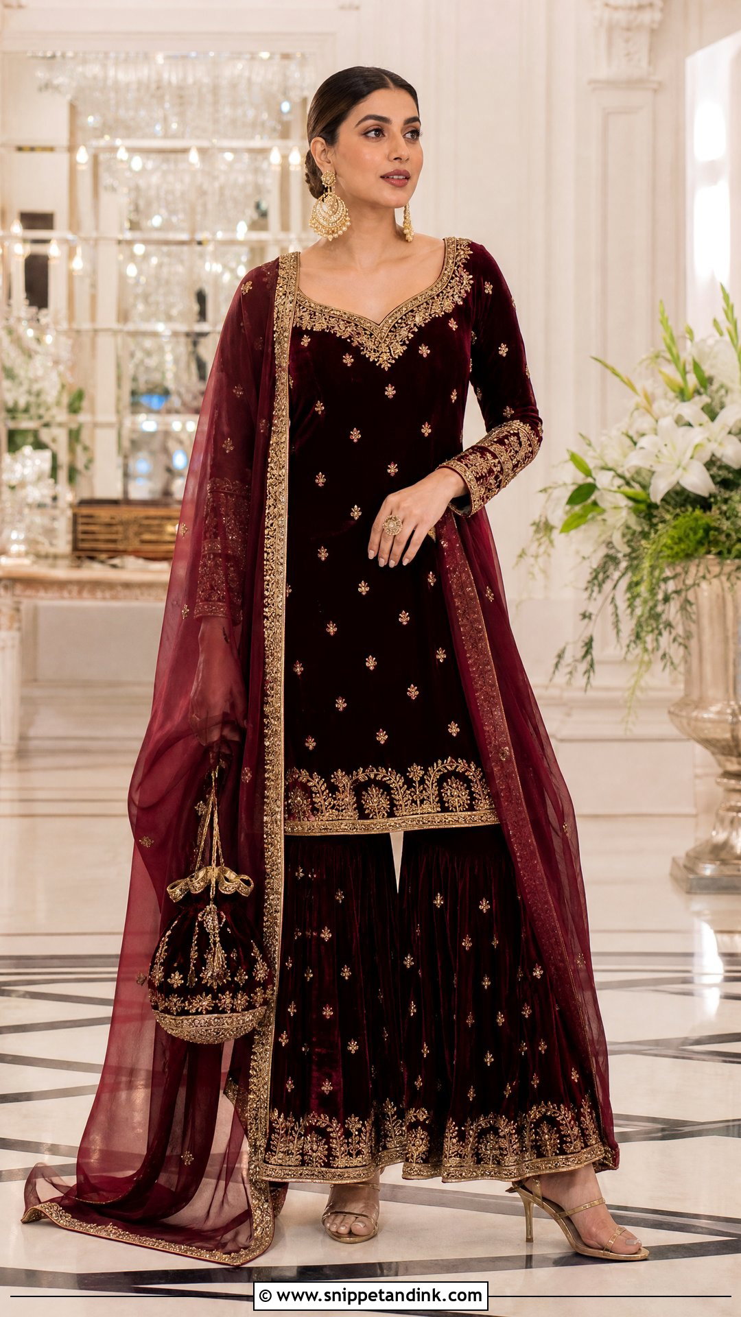 Velvet Sharara Set - Snippet and Ink - 20 Sharara Designs Party Wear Indian Weddings