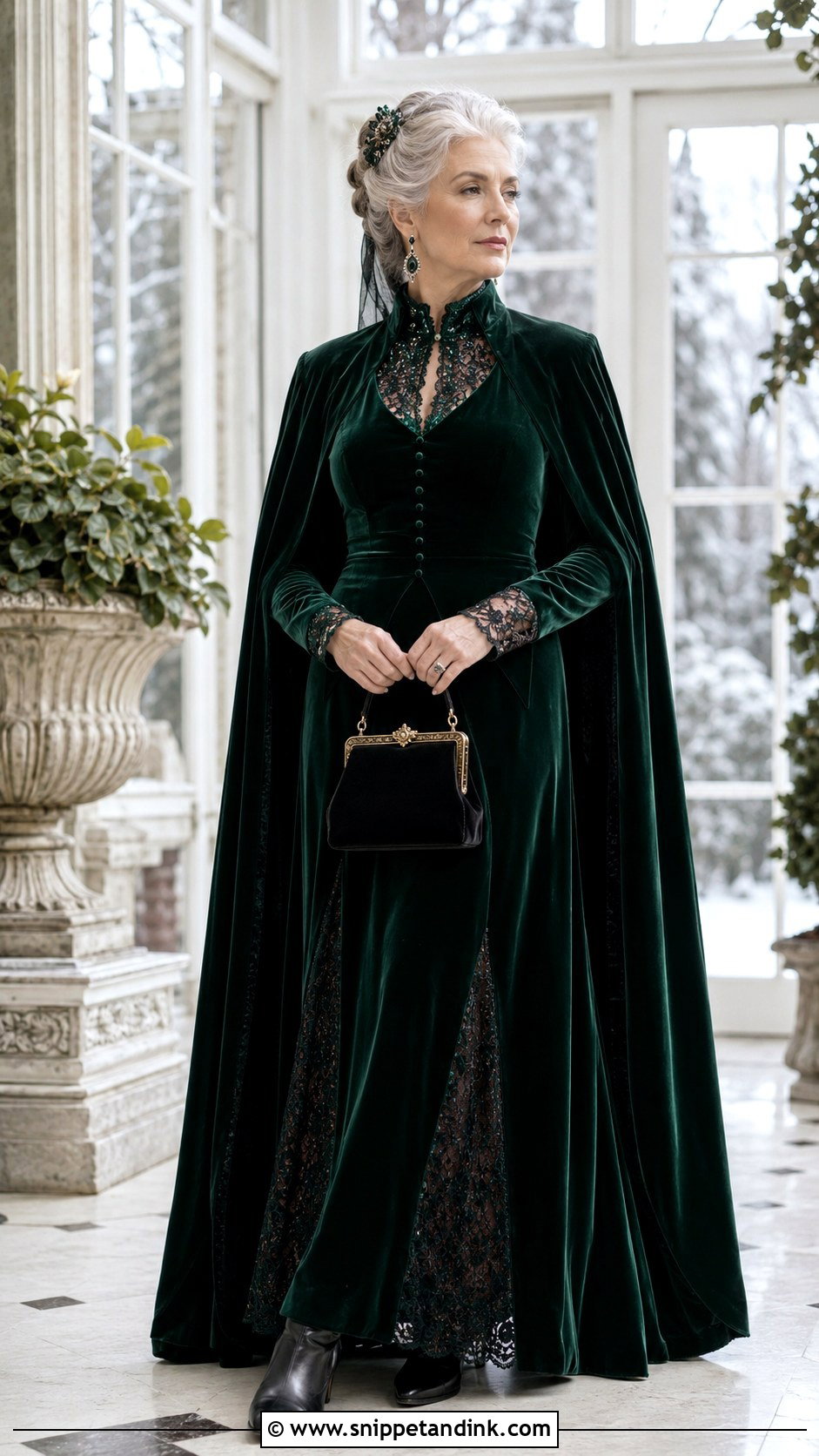 Velvet Tea Gown Outfit - Snippet and Ink - 20 Tea Gown Ideas