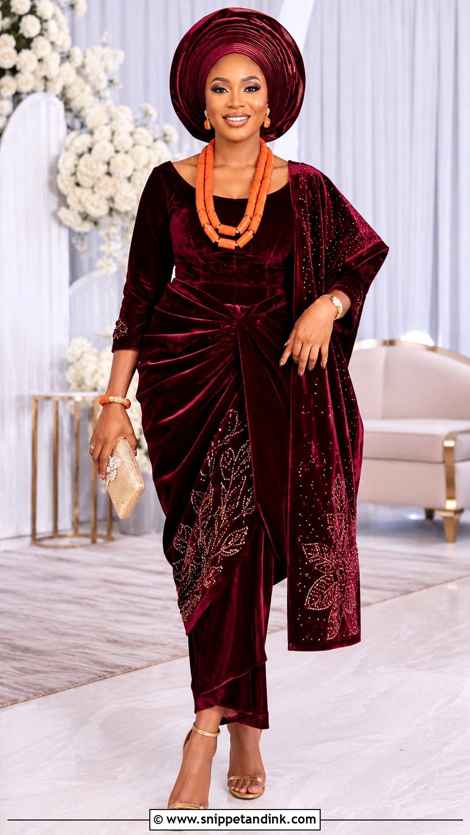 Velvet Traditional Wedding Outfit - Snippet and Ink - 25 Nigeria Traditional Wedding Outfit Ideas