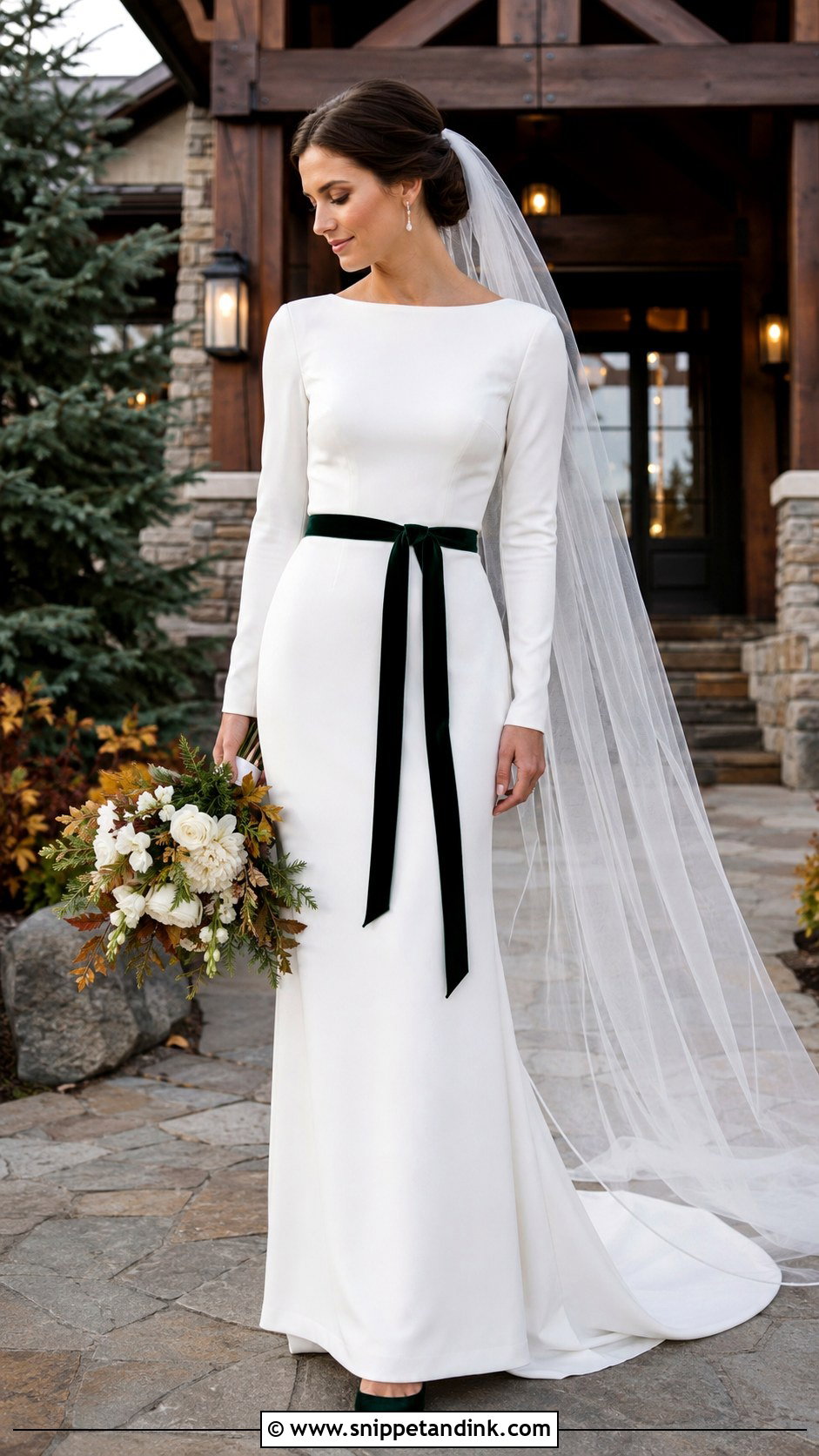 Velvet Trim Autumn Wedding Dress - Snippet and Ink - 20 Autumn Wedding Dress the Bride Ideas