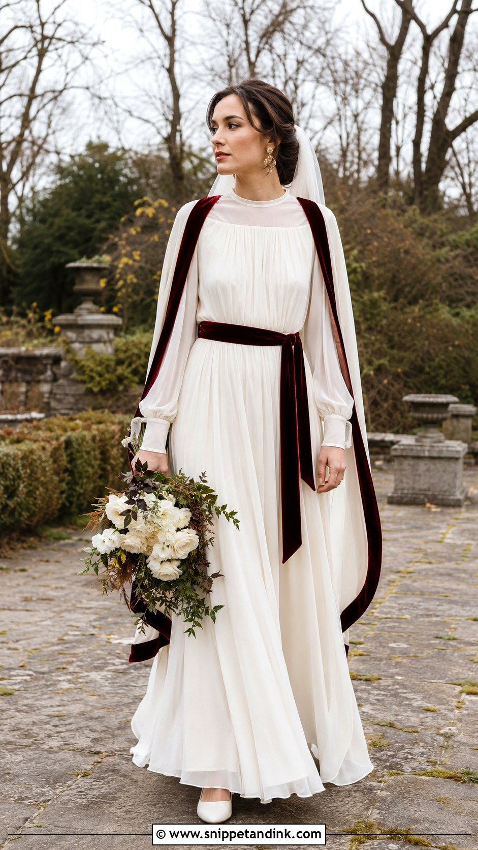 Velvet Trim Boho Wedding Dress - Snippet and Ink - 20 Boho Fall Wedding Dress Ideas