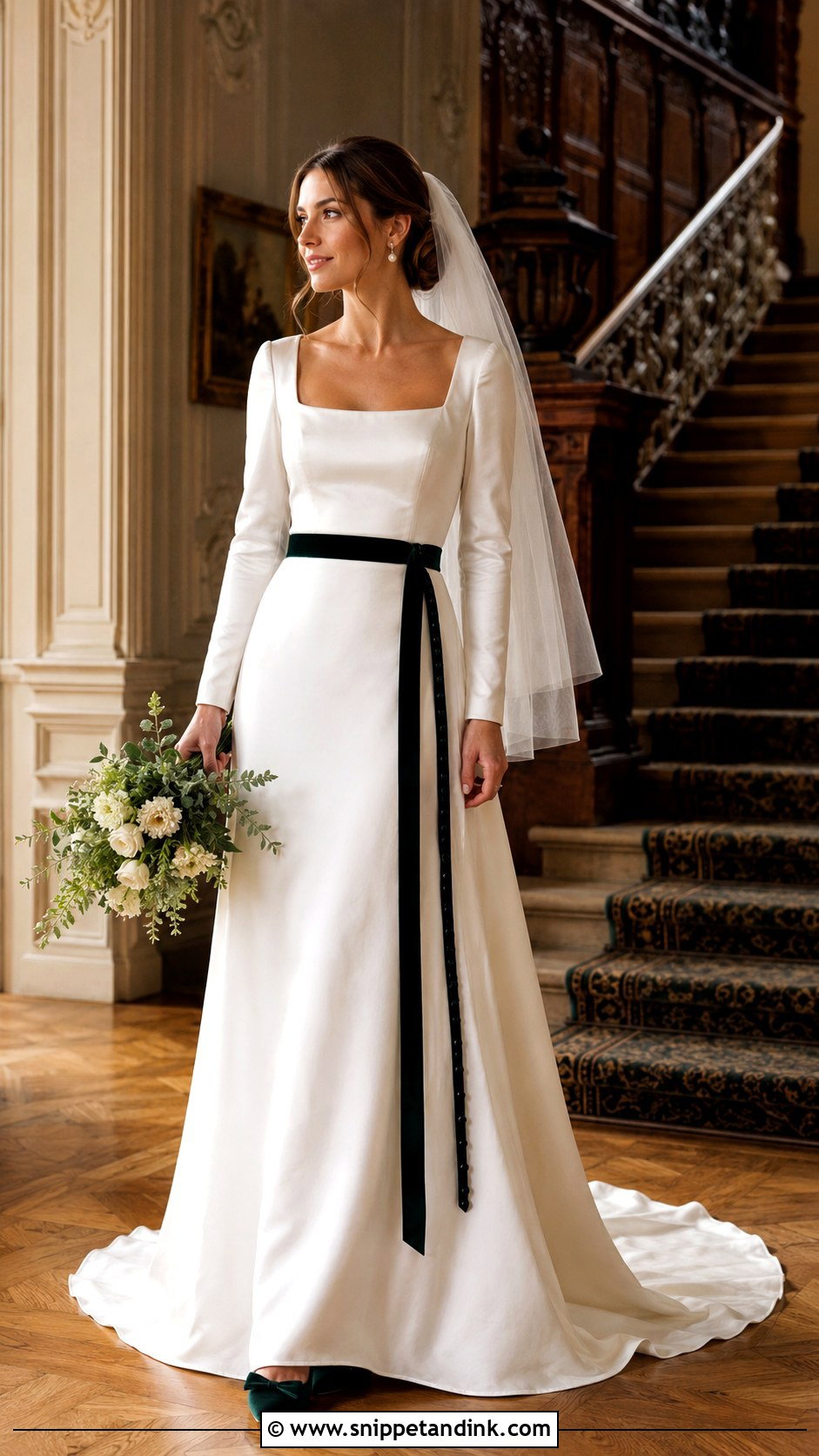 Velvet Trim Fall Bridal Dress - Snippet and Ink - 20 Fall Bridal Dresses