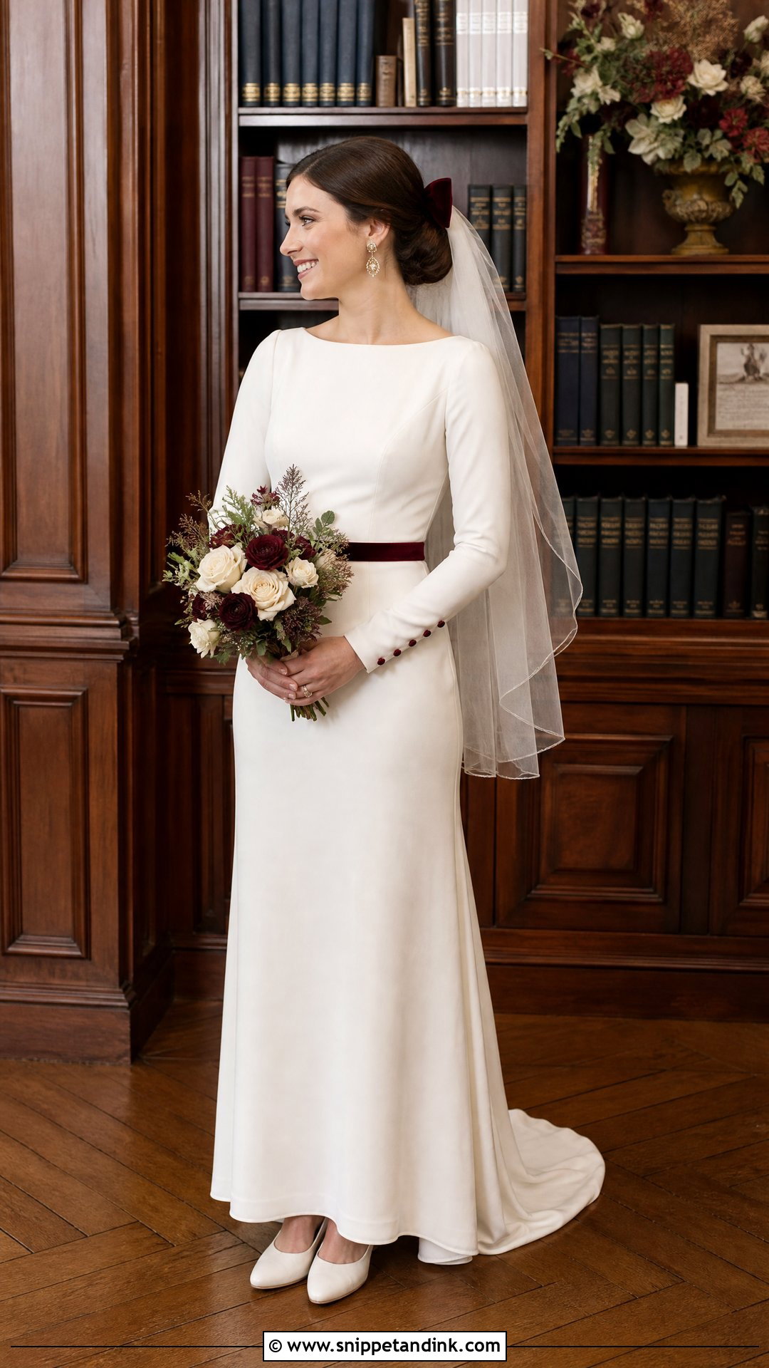 Velvet Trim October Wedding Dress - Snippet and Ink - 20 October Bride Ideas
