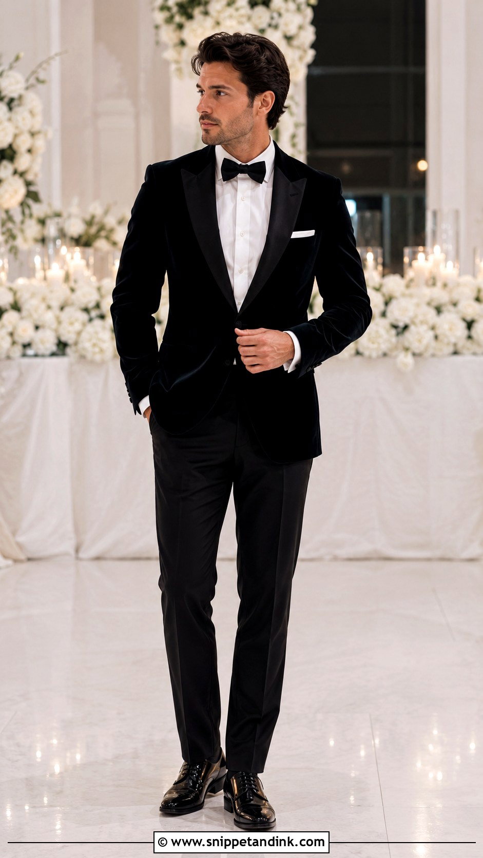 Velvet Tuxedo Wedding Look - Snippet and Ink - 30 Tuxedo Wedding Ideas