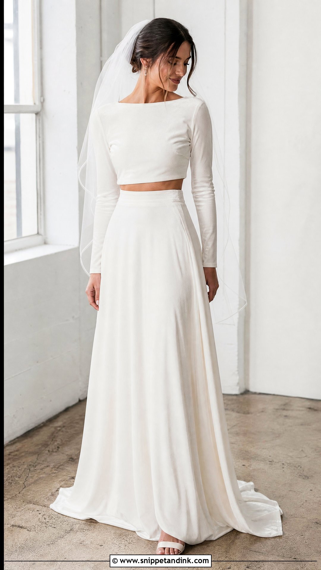 Velvet Two Piece Wedding Dress - Snippet and Ink - 25 Velvet Wedding Dress Ideas