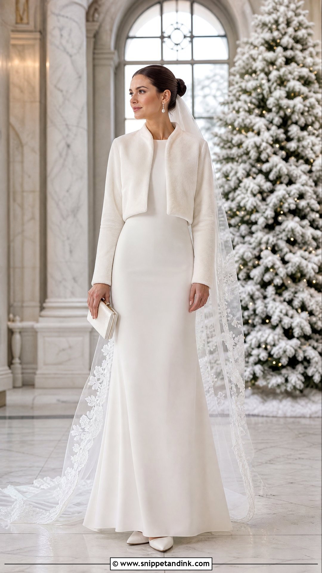 Velvet Wedding Bolero Jacket With Long Sleeve Gown - Snippet and Ink - 20 Wedding Bolero Jacket Ideas