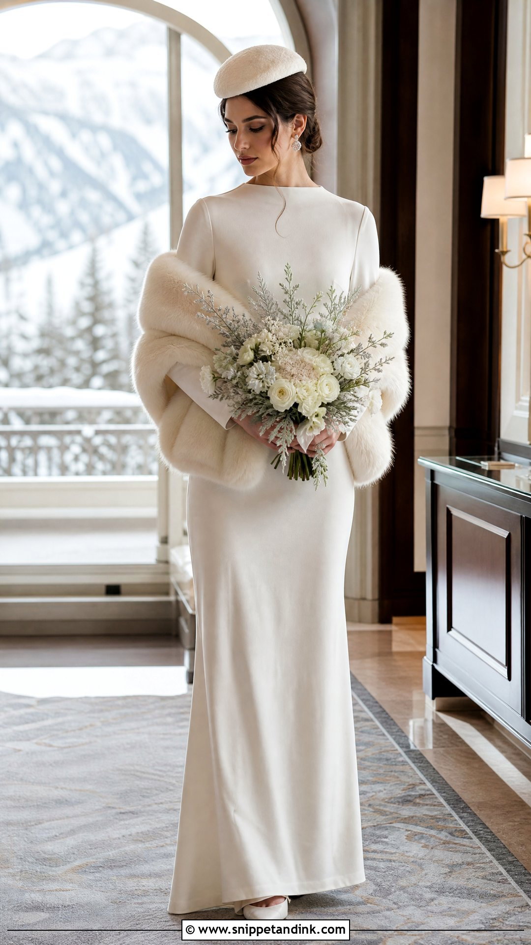 Velvet Wedding Cap With Winter Gown - Snippet and Ink - 20 Wedding Caps Ideas