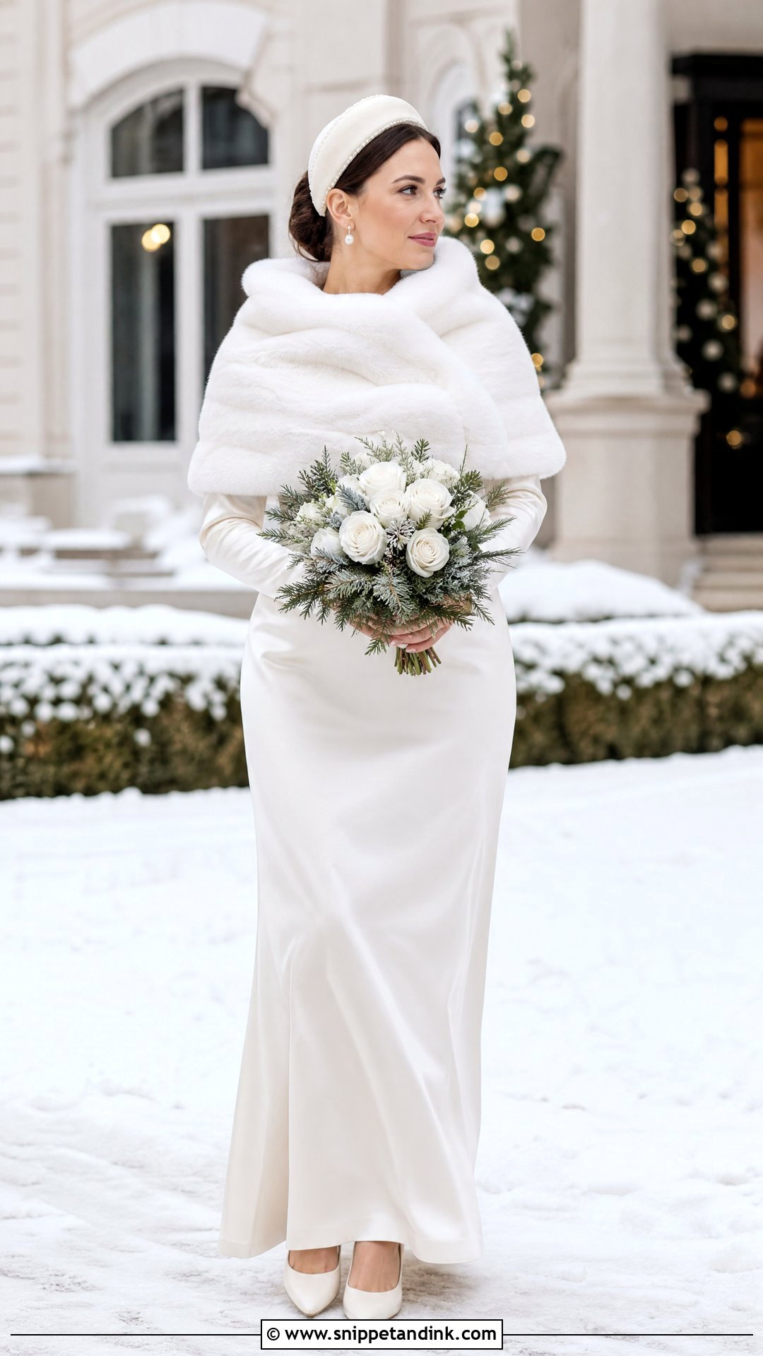Velvet Wedding Cap With Winter Gown - Snippet and Ink - 20 Wedding Cap Ideas