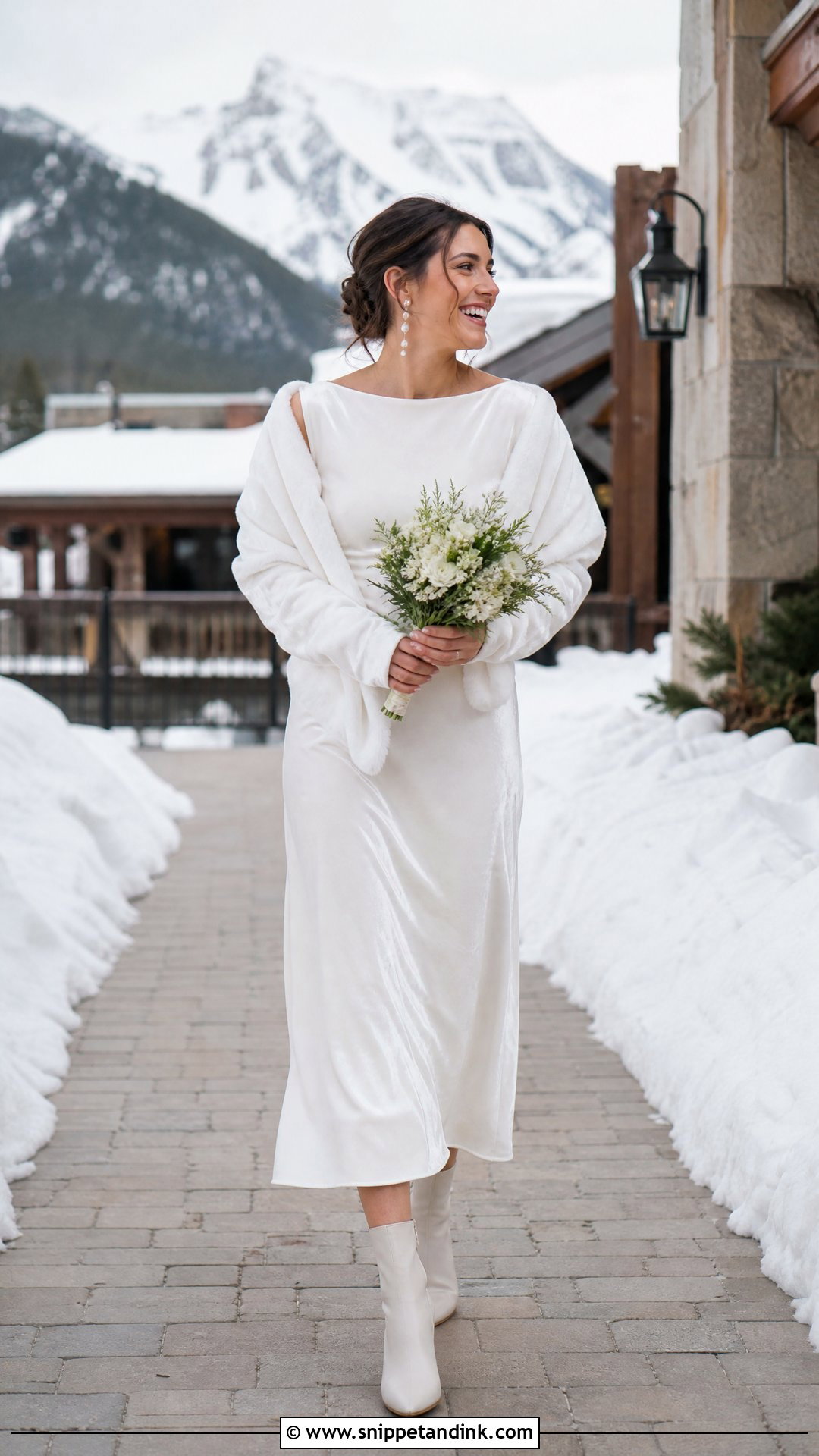 Velvet Wedding Dress With Bridal Boots - Snippet and Ink - 25 Velvet Wedding Dress Ideas