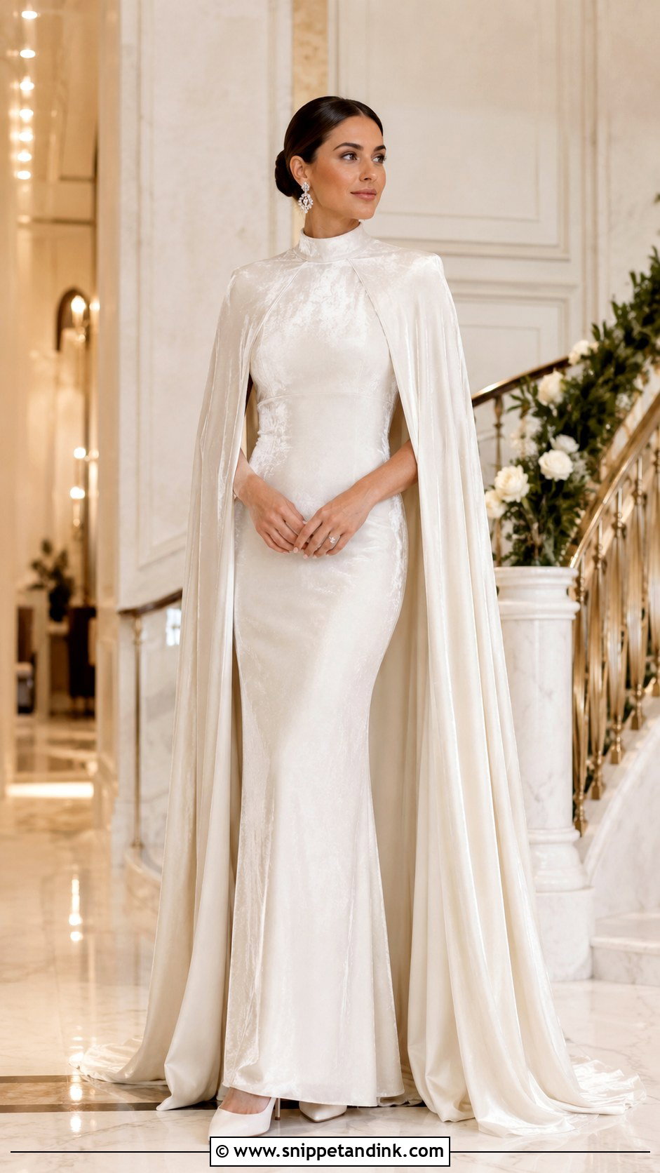 Velvet Wedding Dress With Cape - Snippet and Ink - 25 December Wedding Dress Ideas