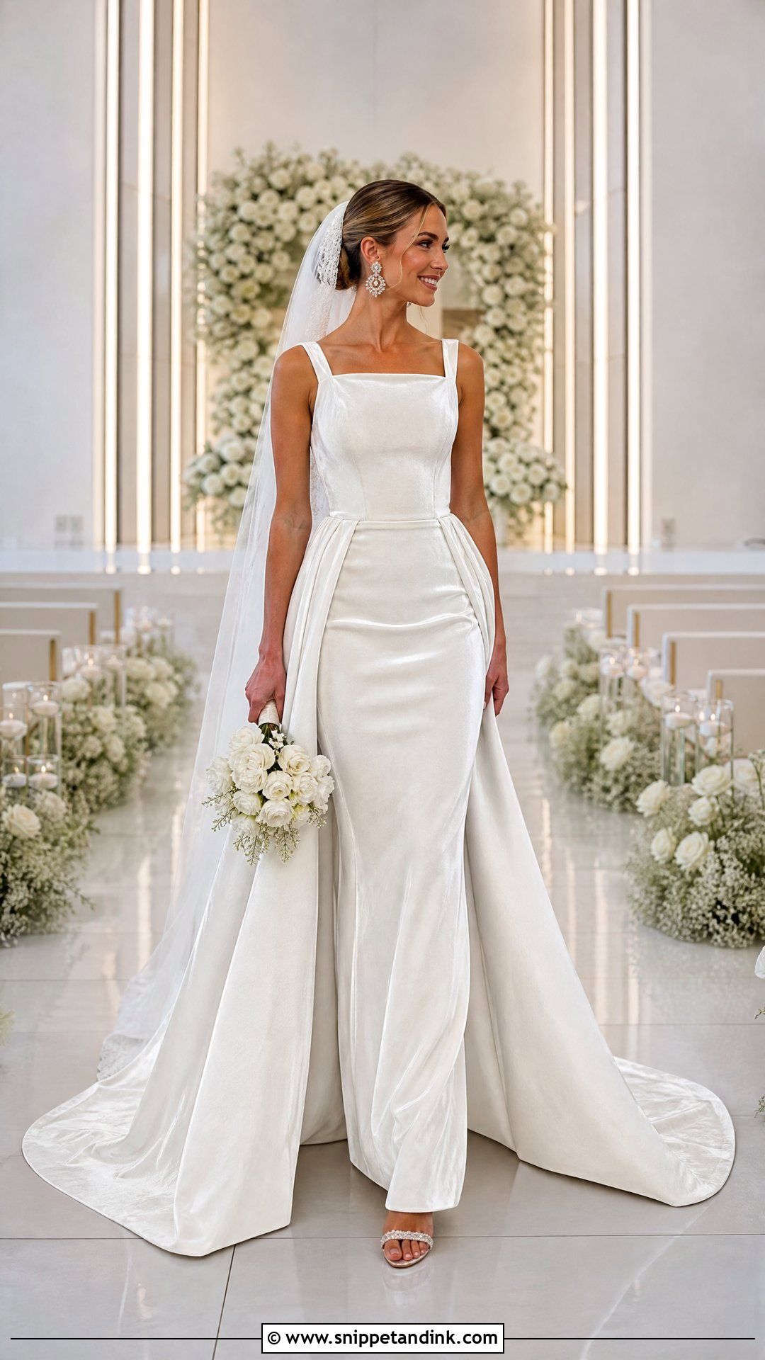 Velvet Wedding Dress With Detachable Train - Snippet and Ink - 25 Velvet Wedding Dress Ideas
