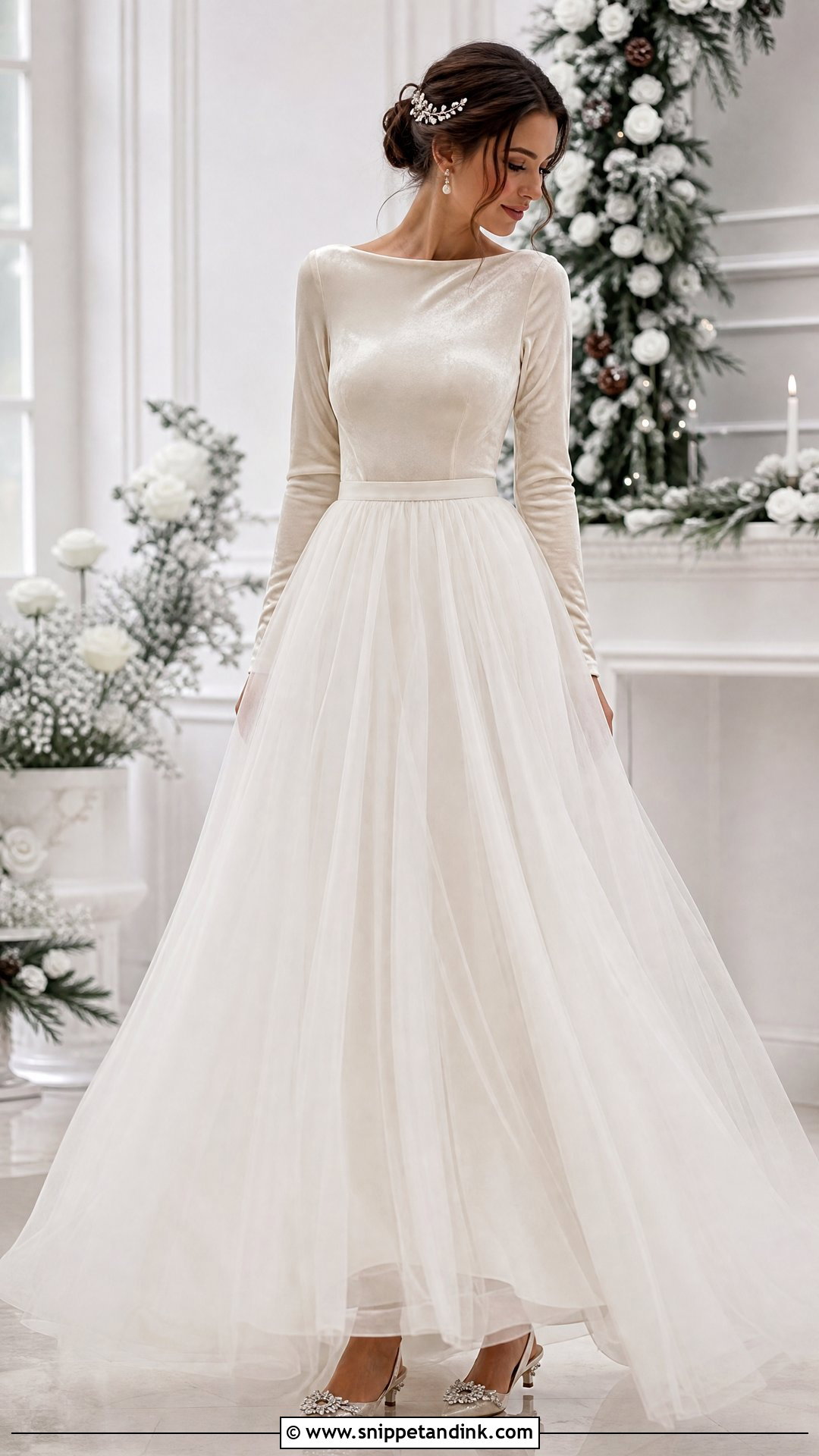 Velvet Wedding Dress With Tulle Skirt - Snippet and Ink - 25 Velvet Wedding Dress Ideas