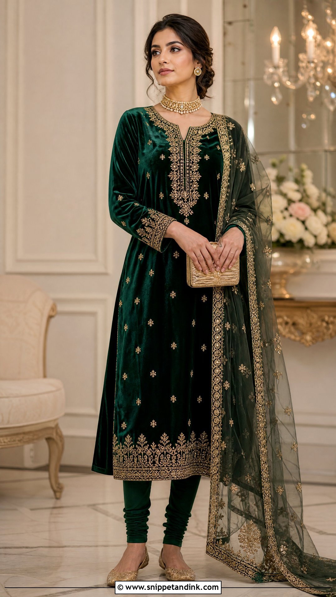 Velvet Wedding Salwar Suit With Churidar - Snippet and Ink - 20 Wedding Salwar Suits Party Wear