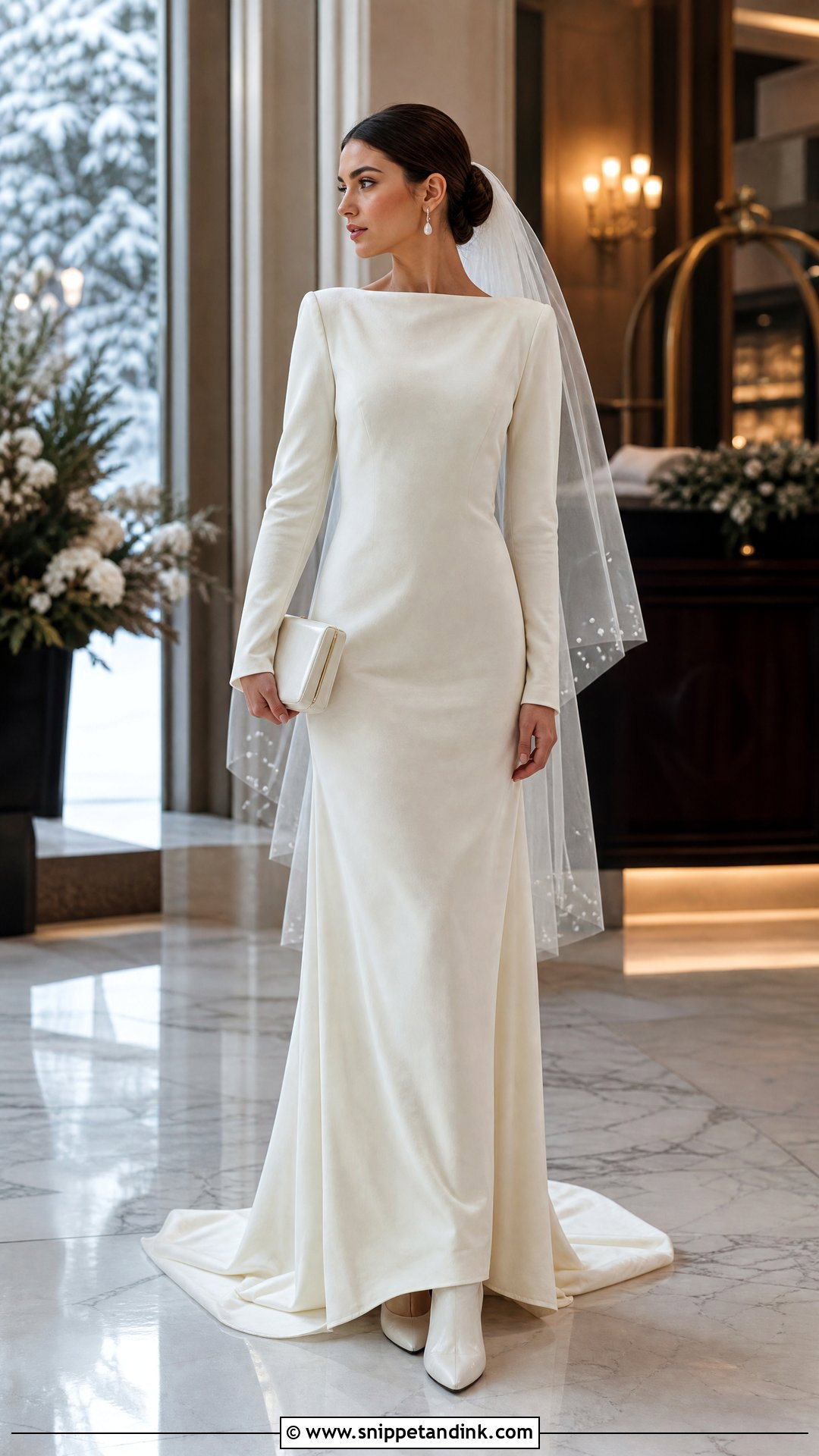 Velvet Winter Bridal Column Dress - Snippet and Ink - 20 Winter Bridal Ideas