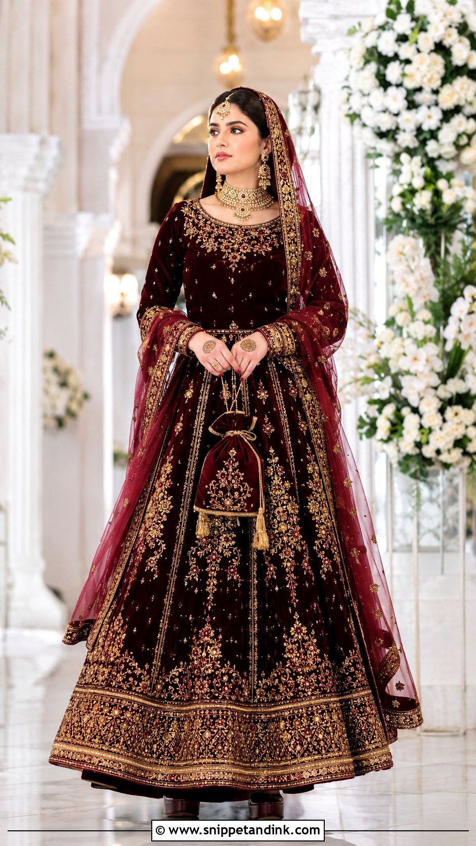 Velvet Winter Bridal Lehenga - Snippet and Ink - 20 Designer Indian Wedding Dresses