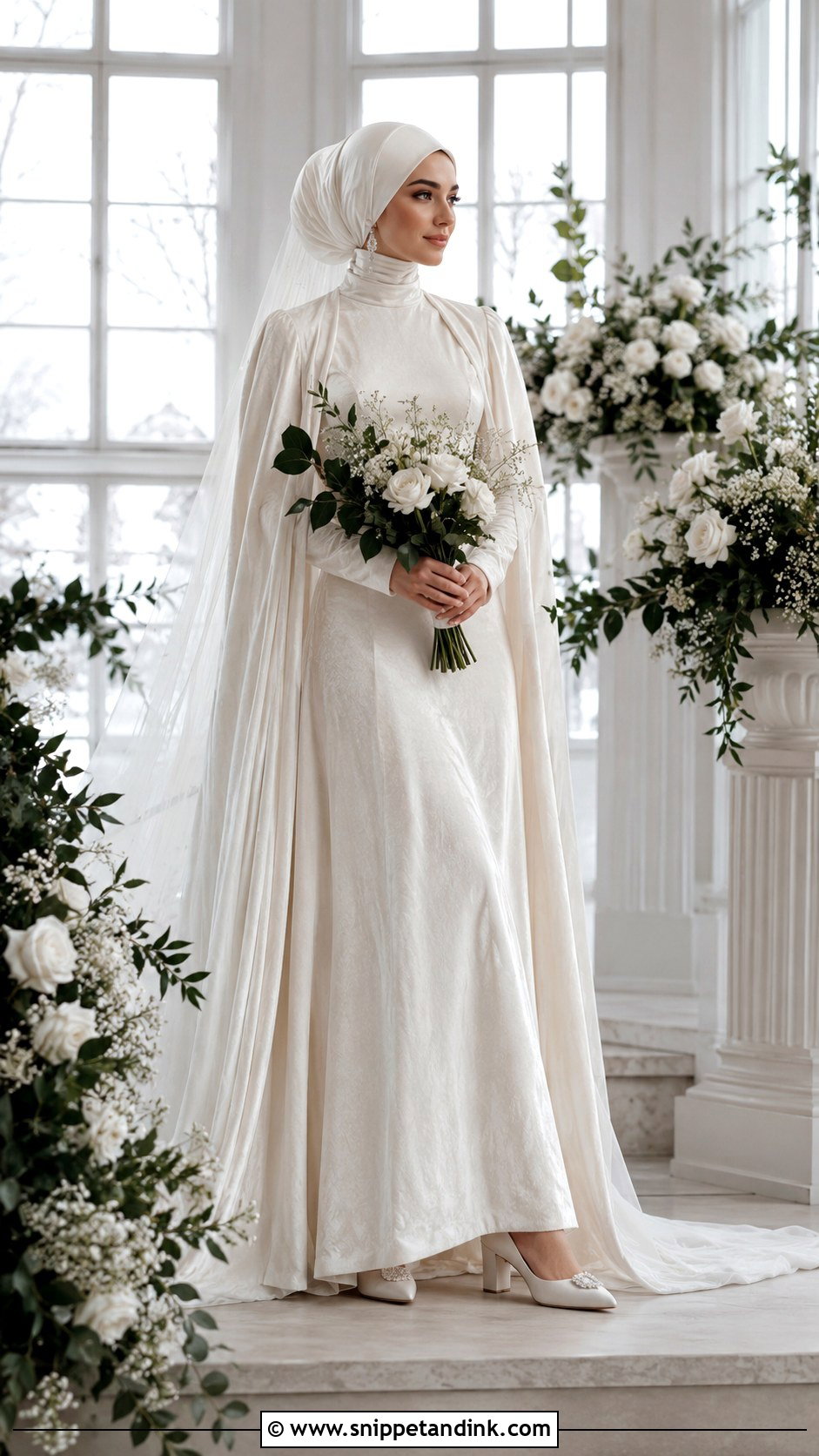 Velvet Winter Dress With Bridal Hijab - Snippet and Ink - 20 Bridal with Hijab Ideas
