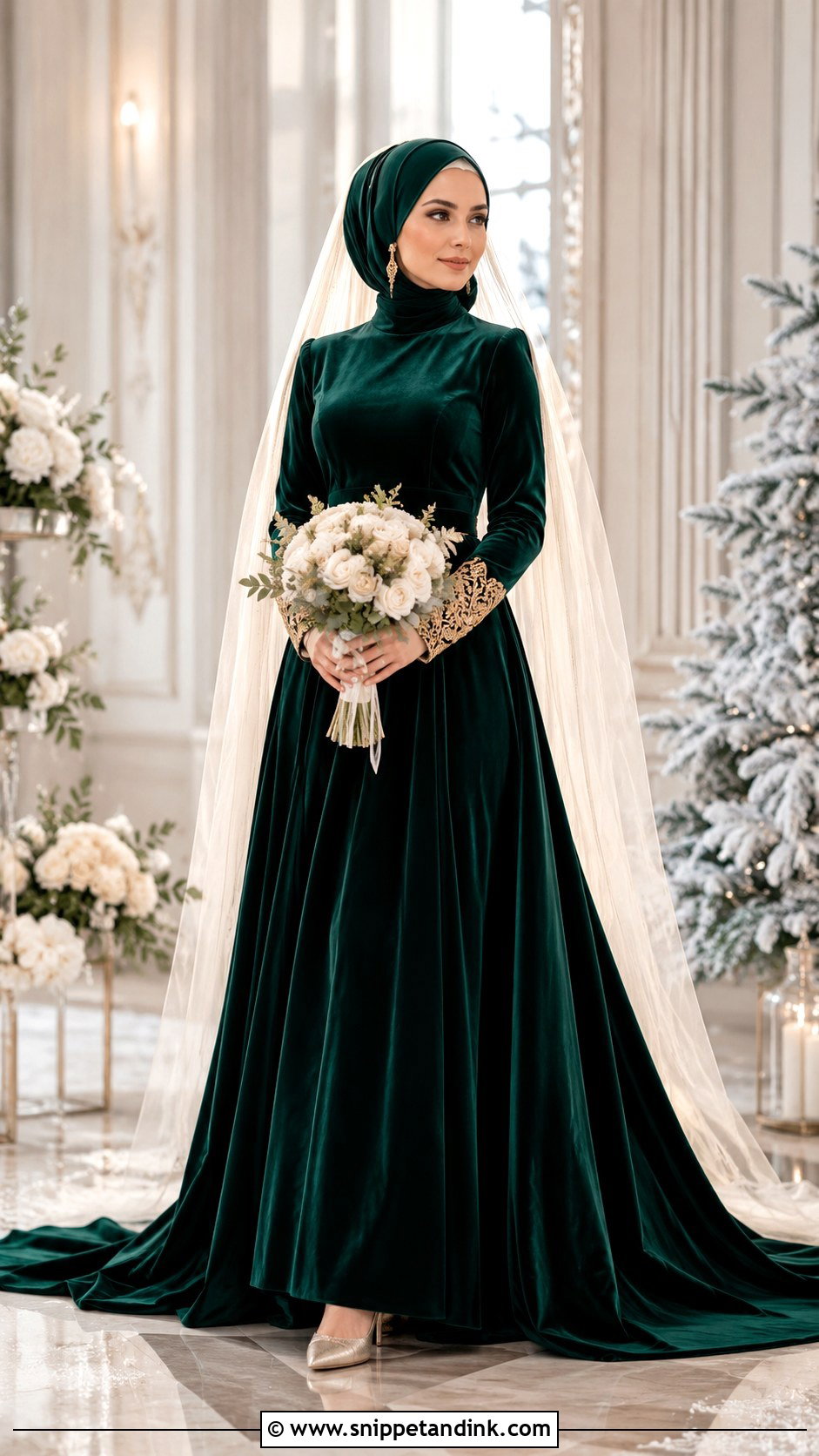 Velvet Winter Hijabi Bride Dress - Snippet and Ink - 20 Hijabi Bride Dress Ideas