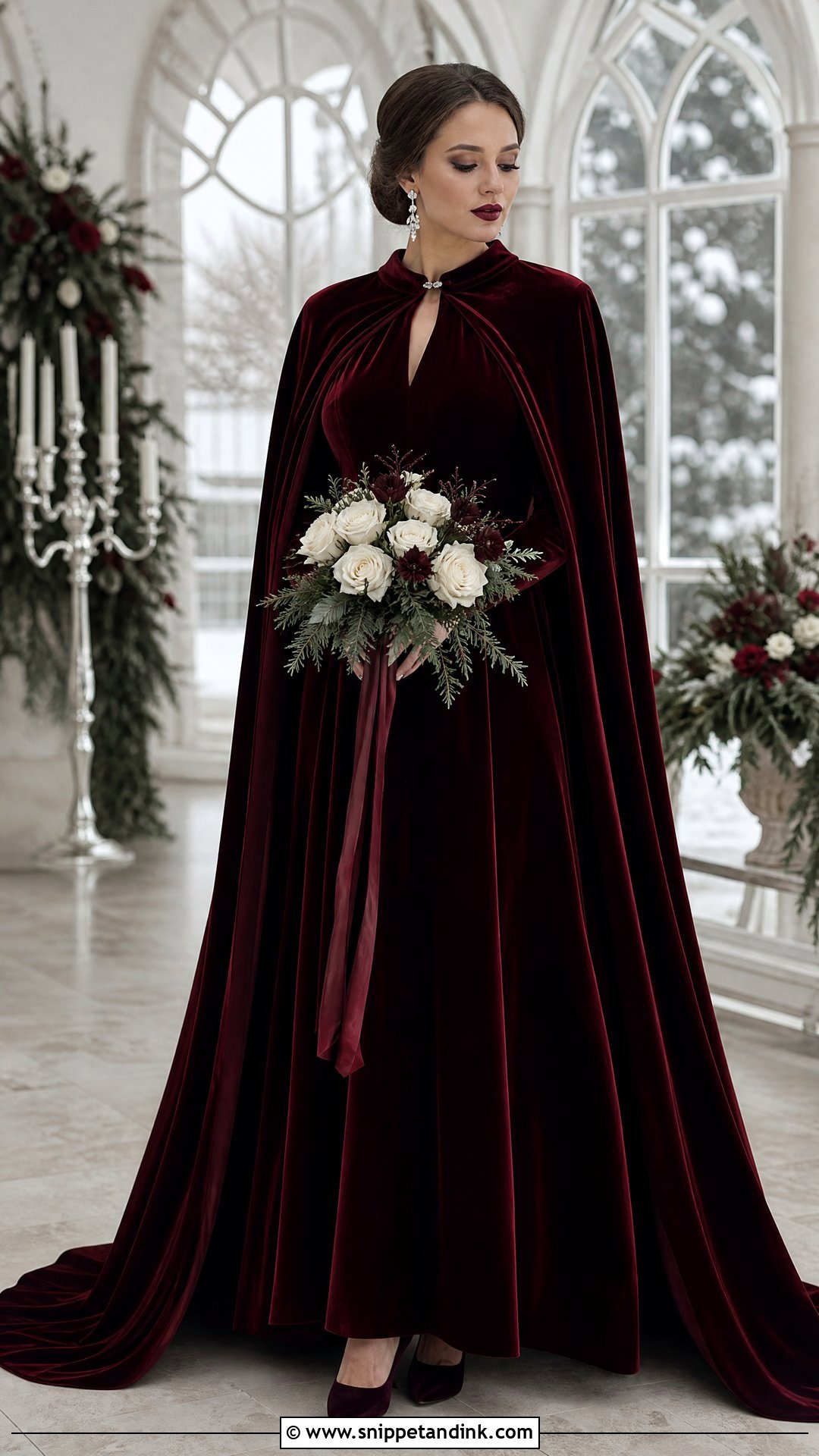 Velvet Winter Wedding Dress With Cape - Snippet and Ink - 20 Phantom of the Opera Wedding Dress Ideas
