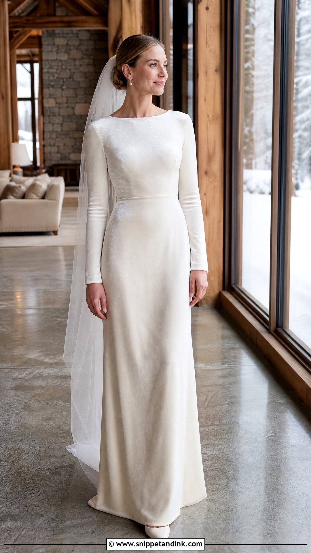 Velvet Winter Wedding Dress With Long Sleeves - Snippet and Ink - 20 Winter Wedding Dress with Sleeves