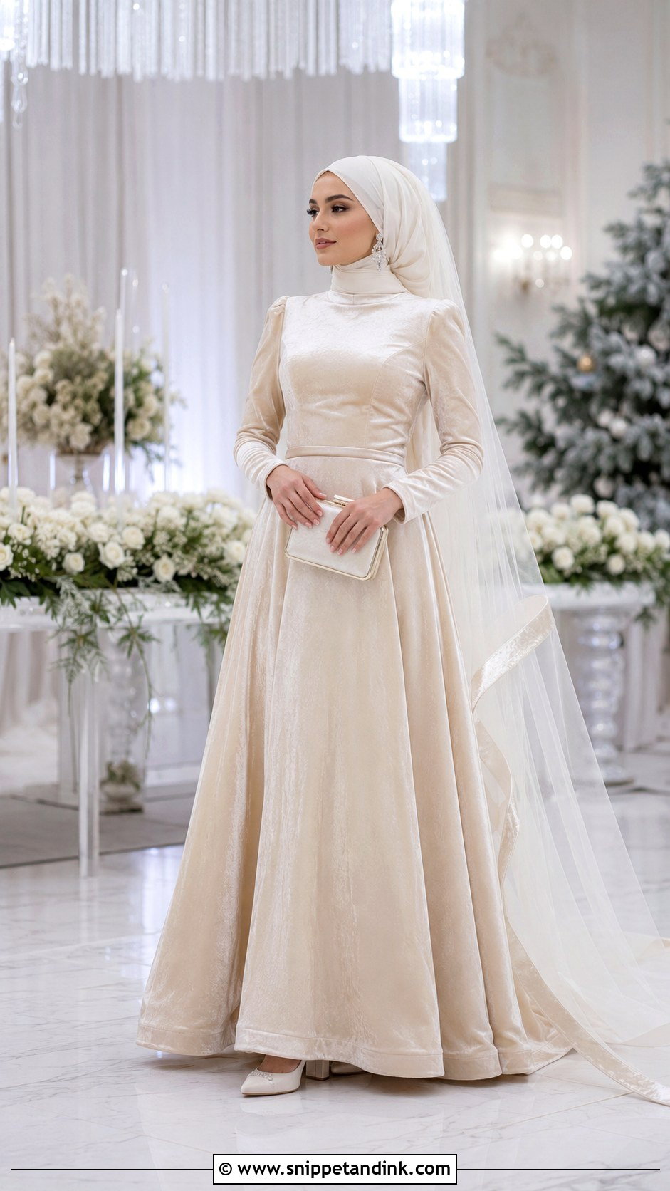 Velvet Winter Wedding Hijab Outfit - Snippet and Ink - 20 Hijab in Wedding Ideas