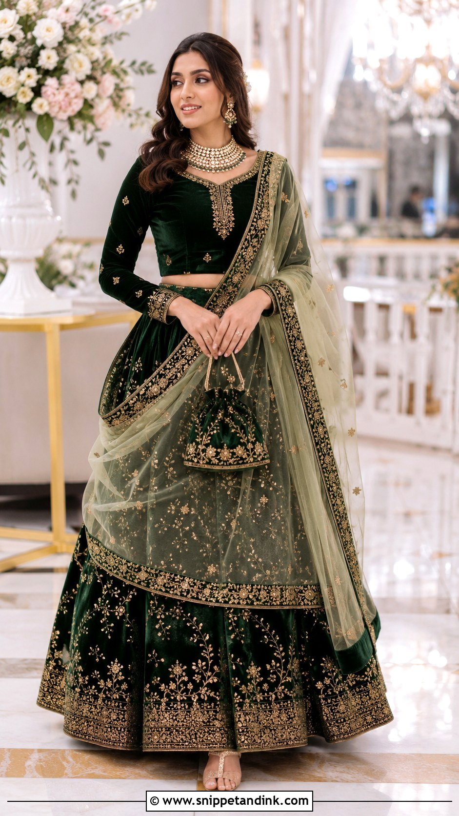 Velvet Winter Wedding Lehenga Outfit - Snippet and Ink - 20 Lengha Ideas
