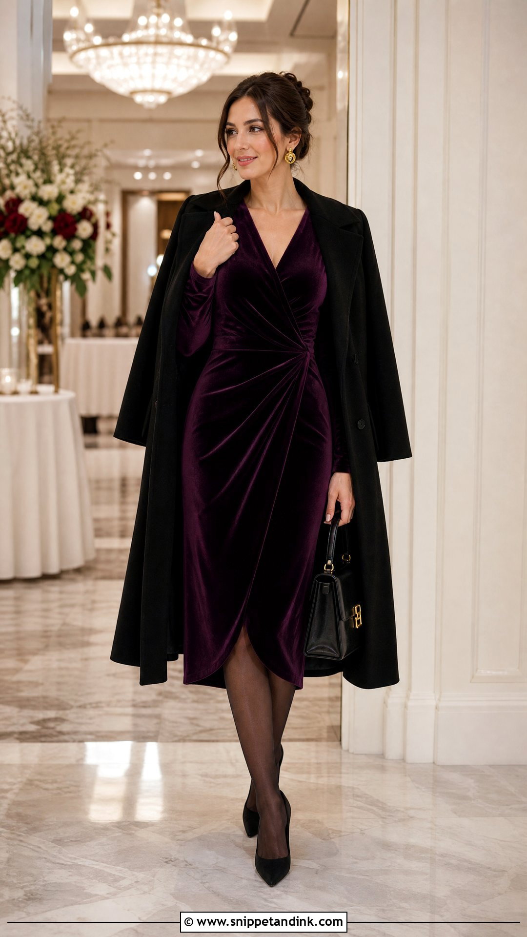 Velvet Wrap Dress Vegas Wedding Outfit - Snippet and Ink - 20 Vegas Wedding Outfit Ideas
